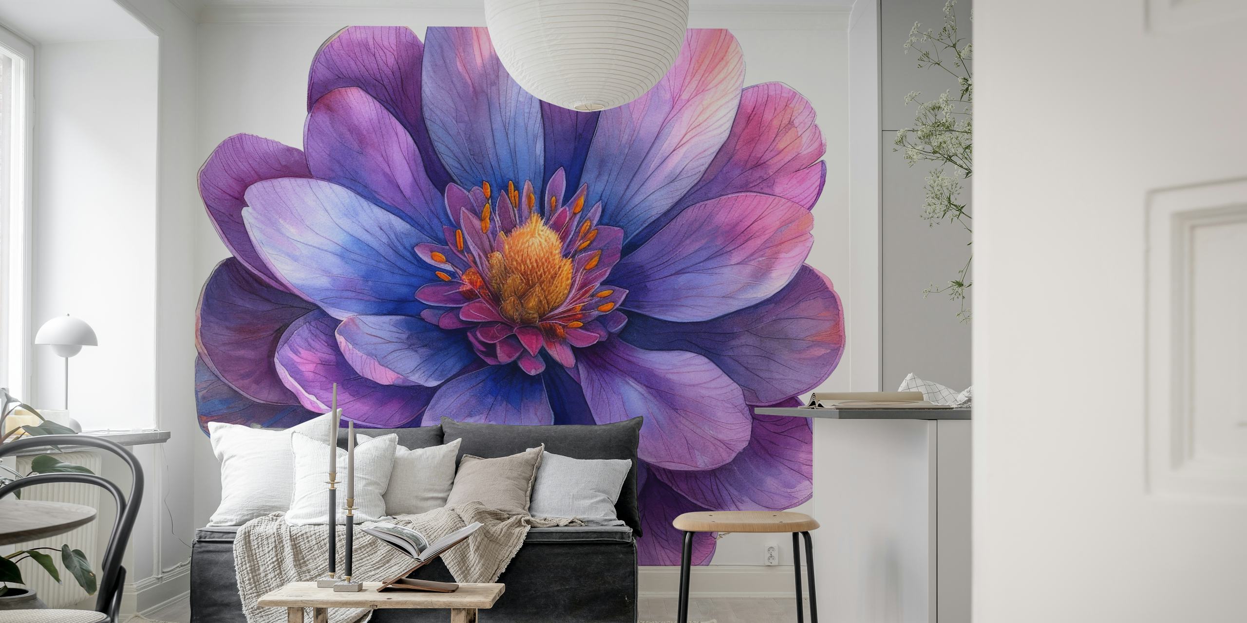 Ice Plant Bloom wallpaper in a room setting