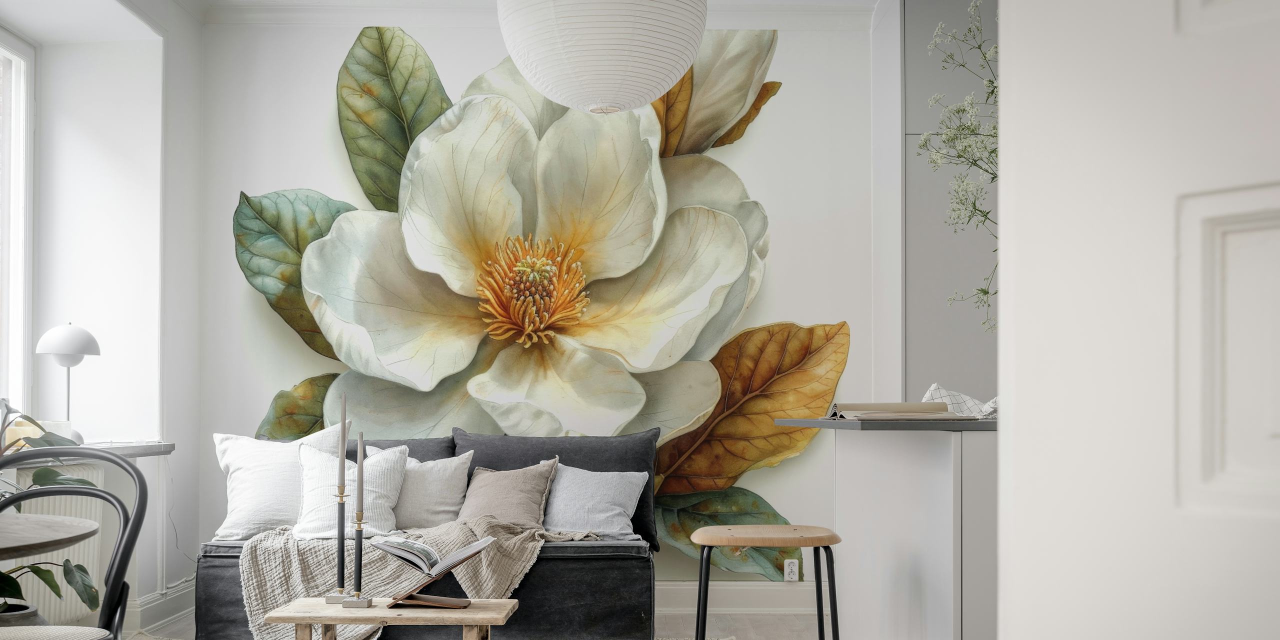 Σχέδιο ταπετσαρίας Magnolia Bloom σε ένα δωμάτιο