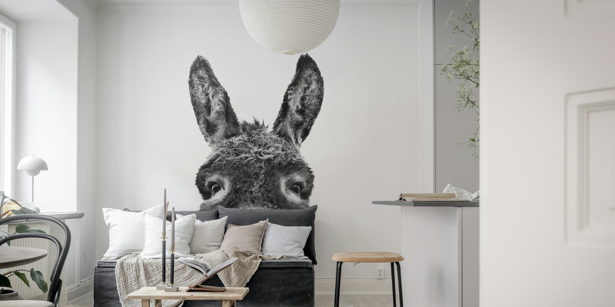 Schwarz-weiße Tapetdesign mit Esel