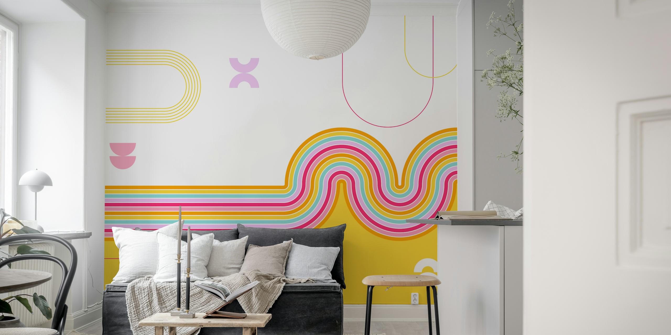 Colorful Groovy Lines pozadina u sobi