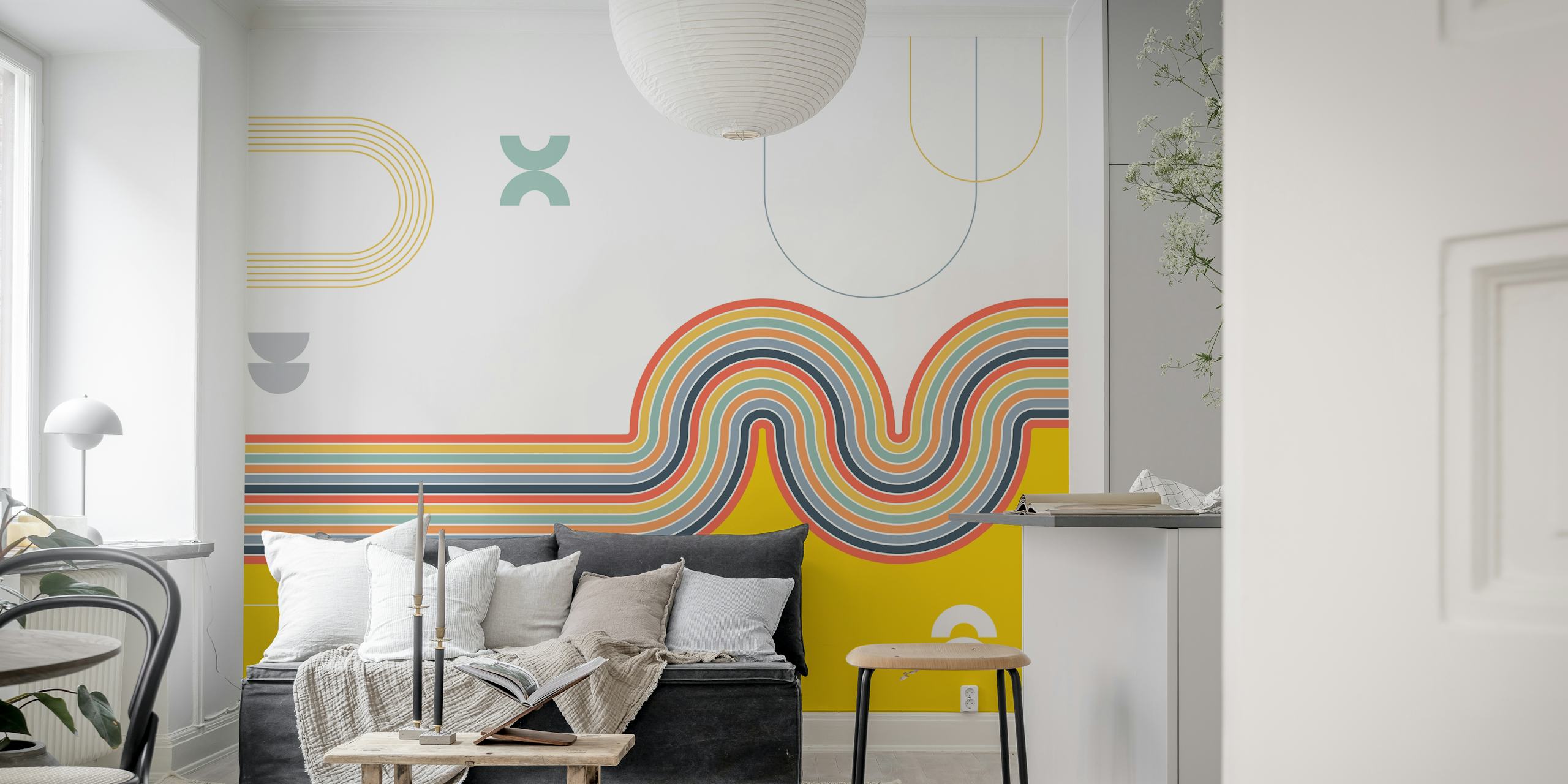 Design de papel de parede Retro Wave Geometry