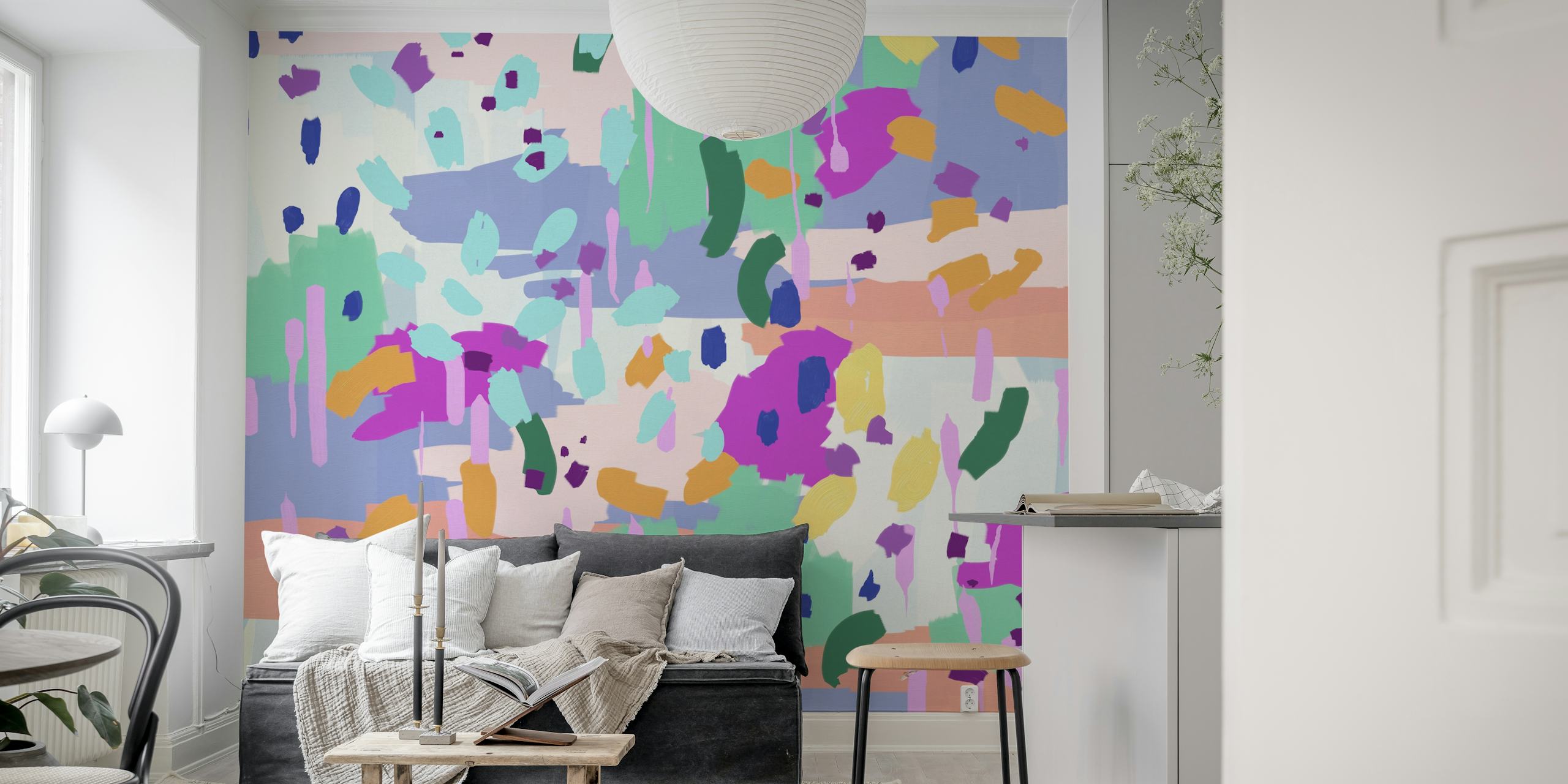 Oil Abstract I wallpaper displayed in a room
