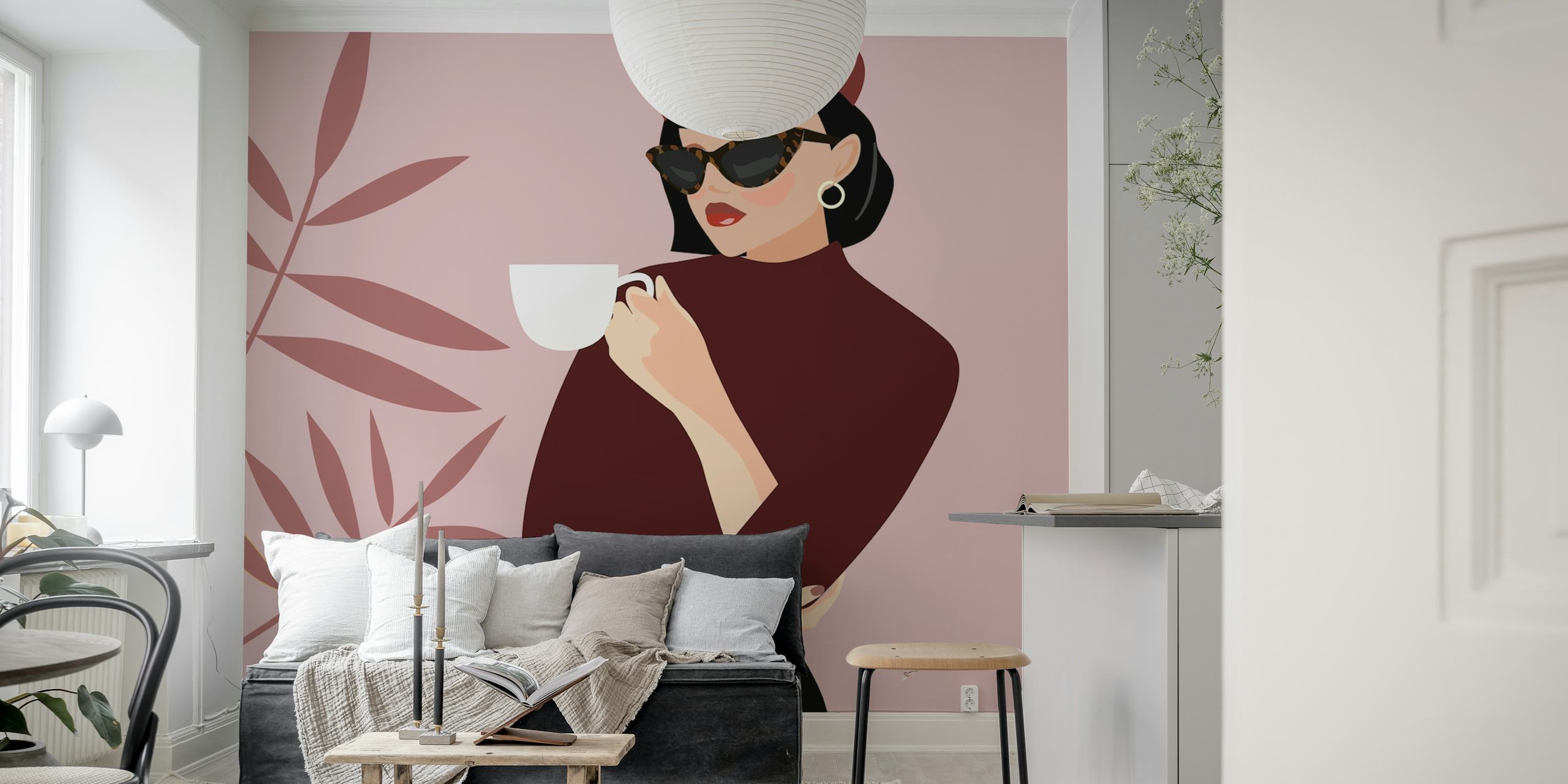 Stylish Cafe Moment wallpaper in a room setting