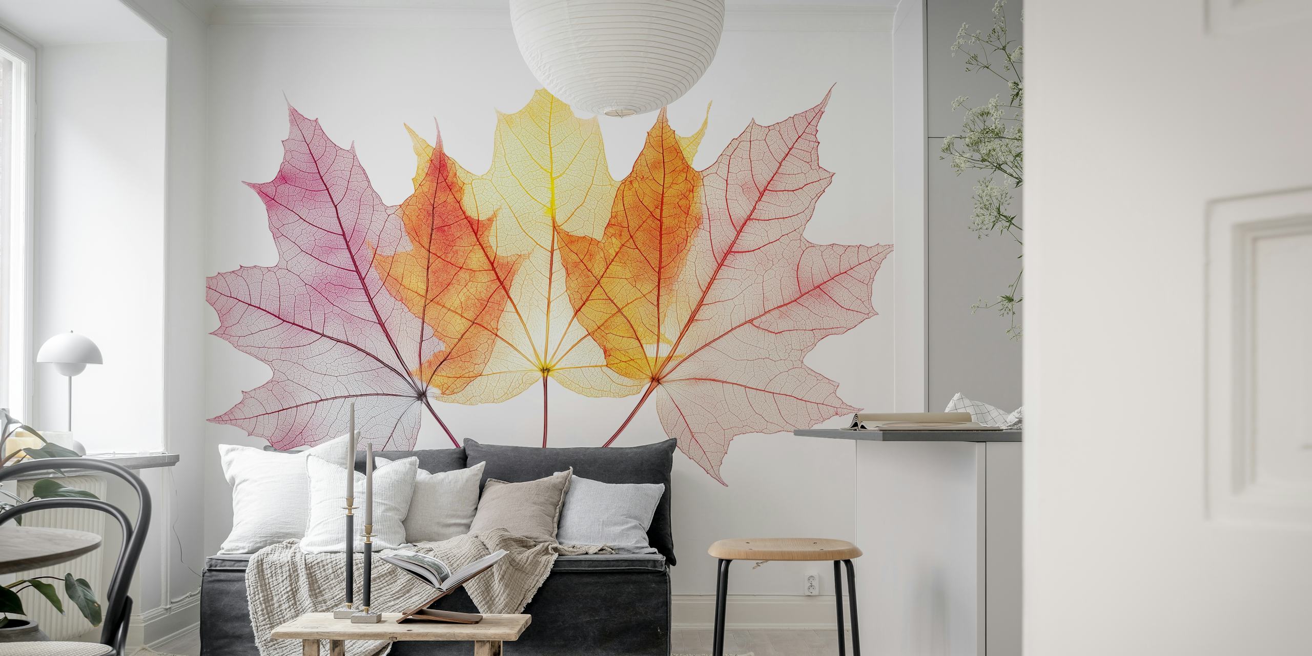 Translucent Maple Leaf Trio tapetti huoneessa