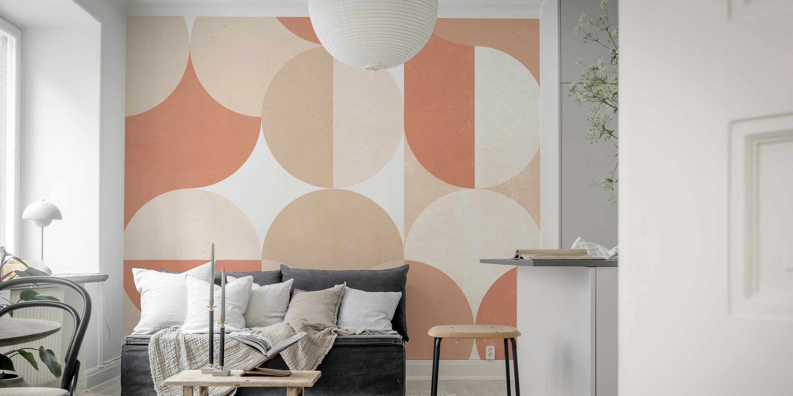 Muted Warm Tones Circles tapetti huoneessa
