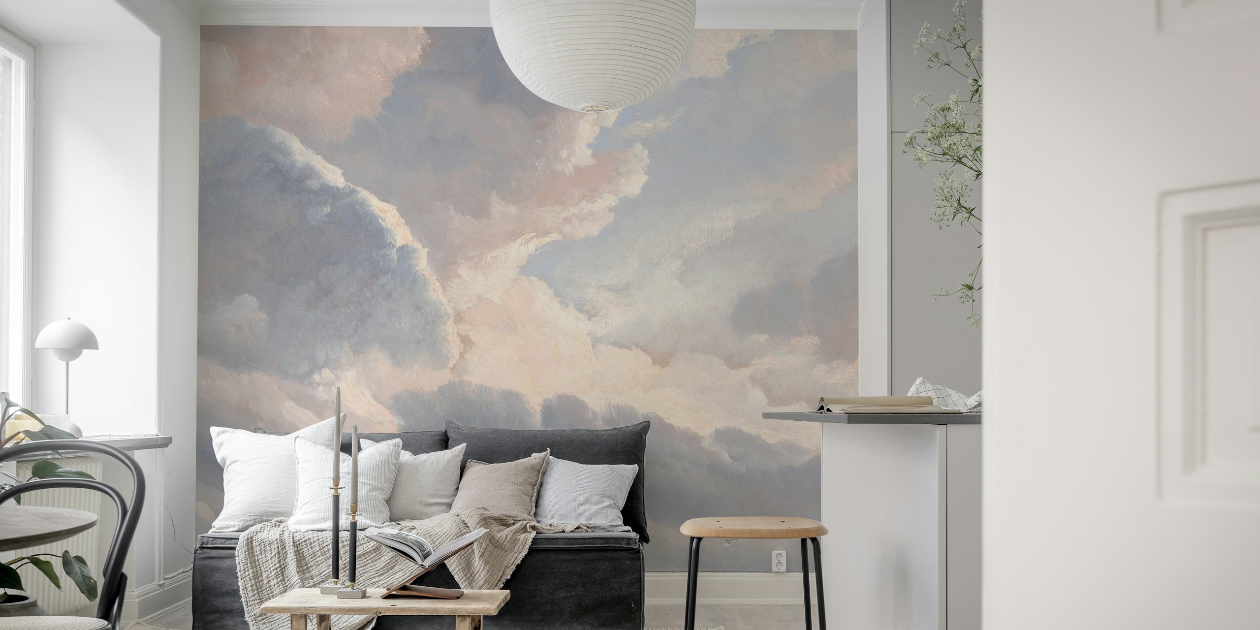 Soft cloud wallpaper in a room