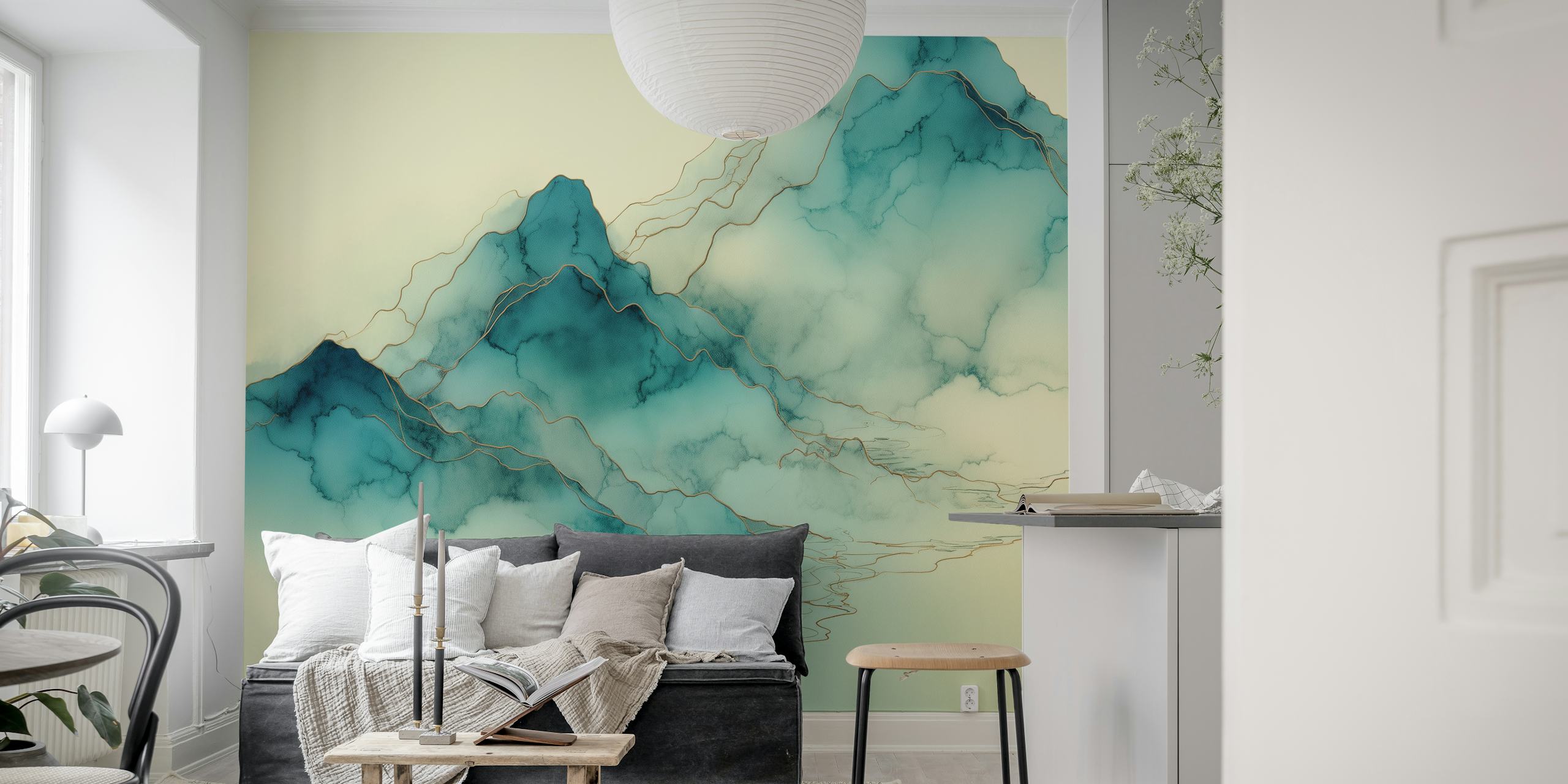 papel de parede Mystical Mountain Serenity em um quarto