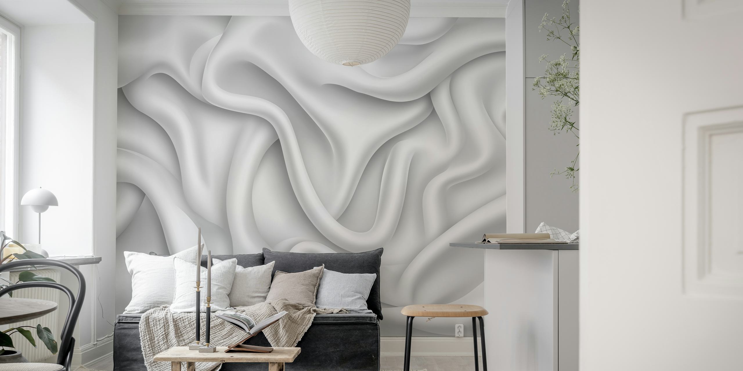Silky Waves Design wallpaper in a modern room