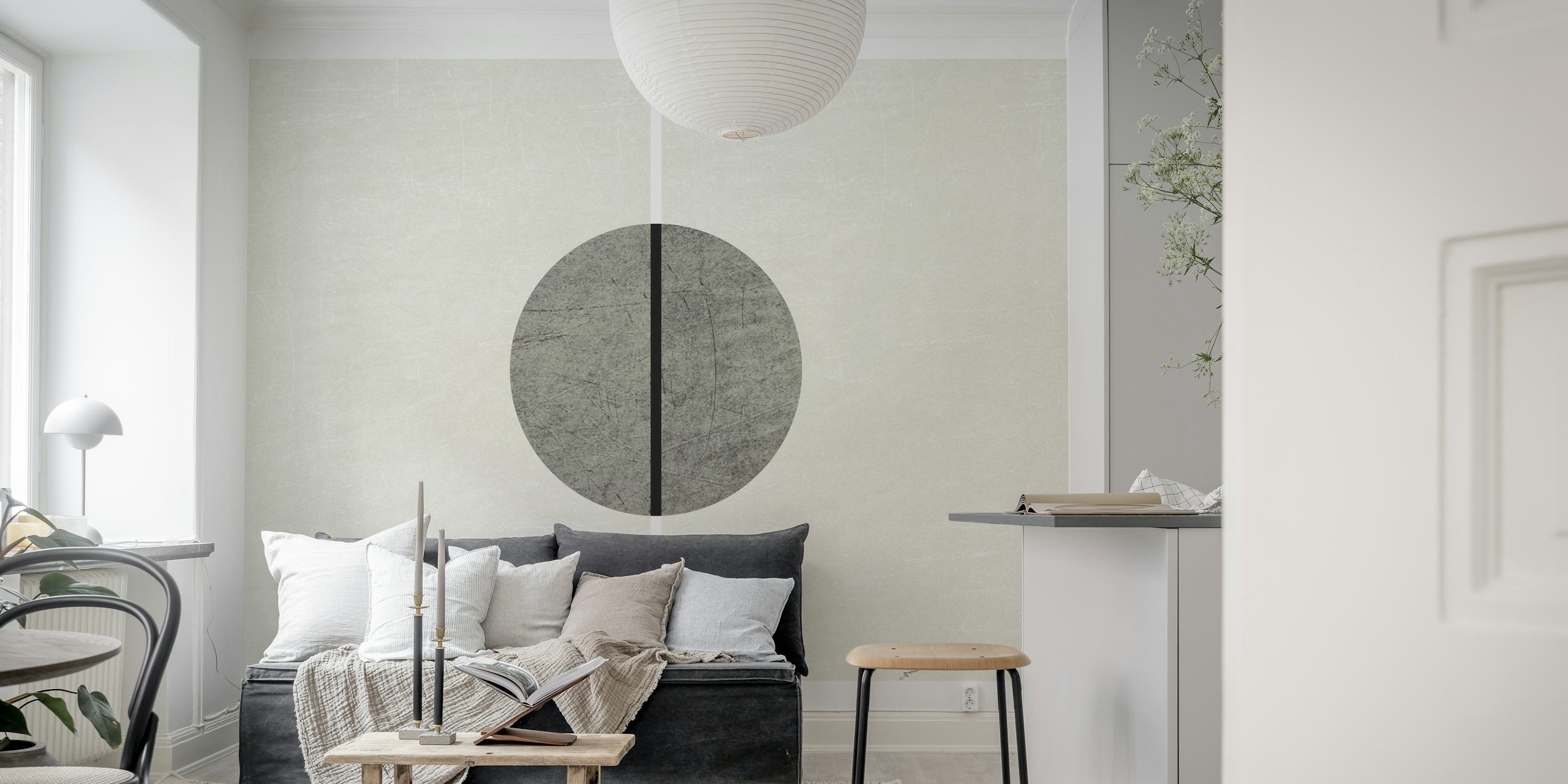 Geometric patterns in grey and white on wallpaper