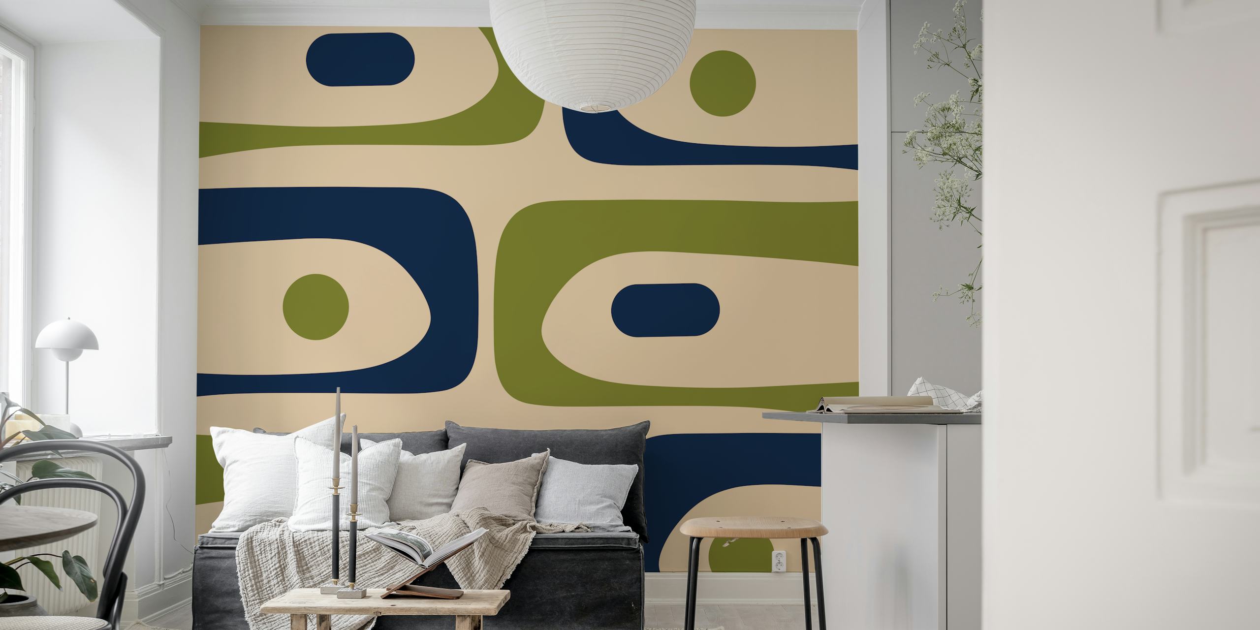 Mid Century Modern Minimalist Piquet Retro wallpaper in a room