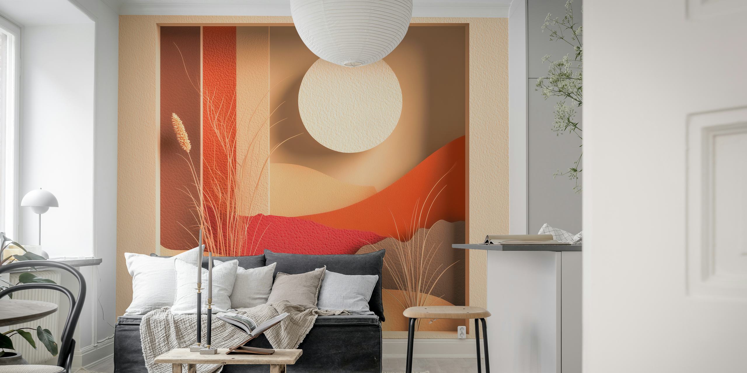 Sunlit Desert Dream wallpaper in a room