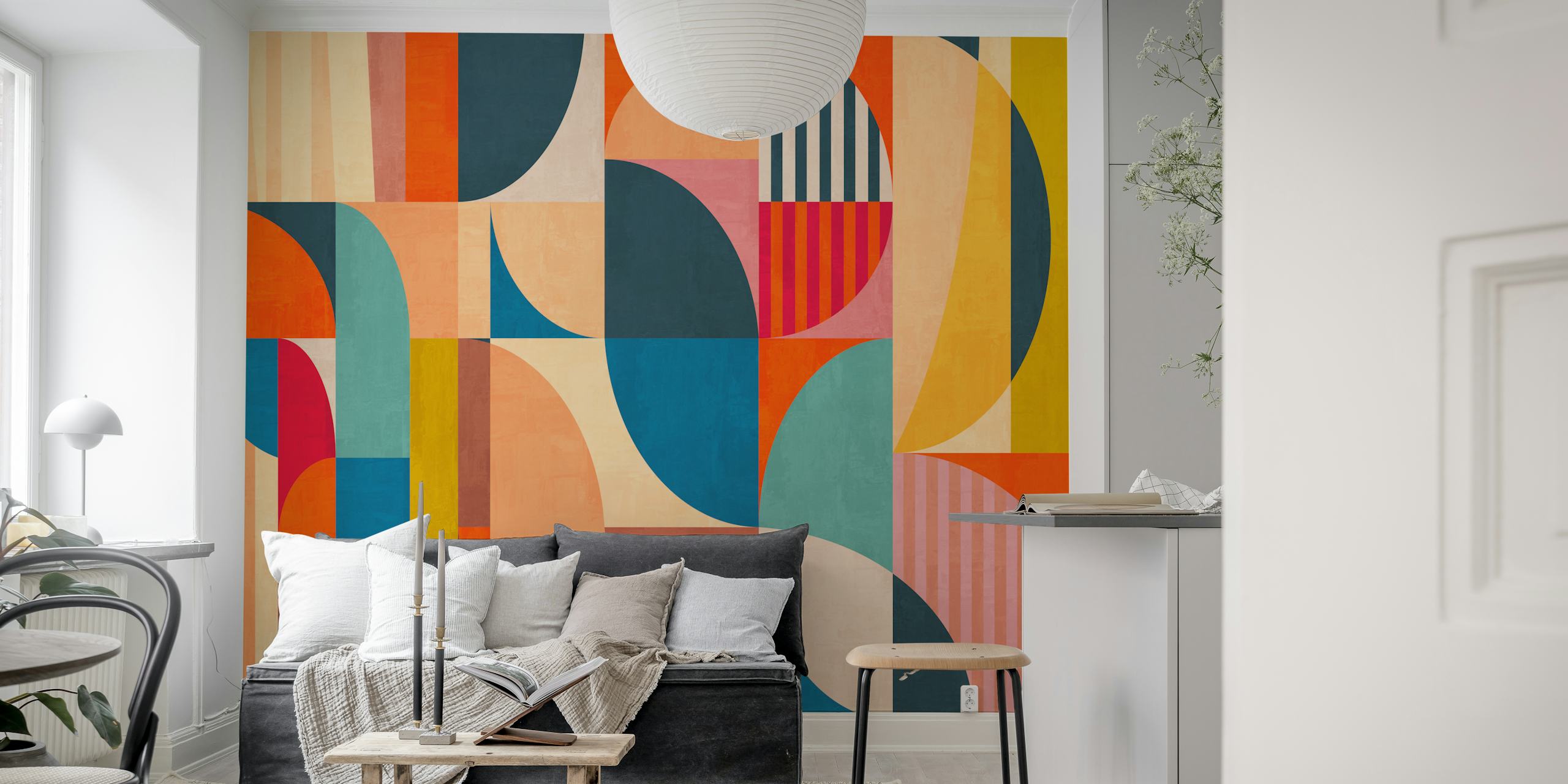 Tapeta Geometric Color Flow prezentowana w pomieszczeniu