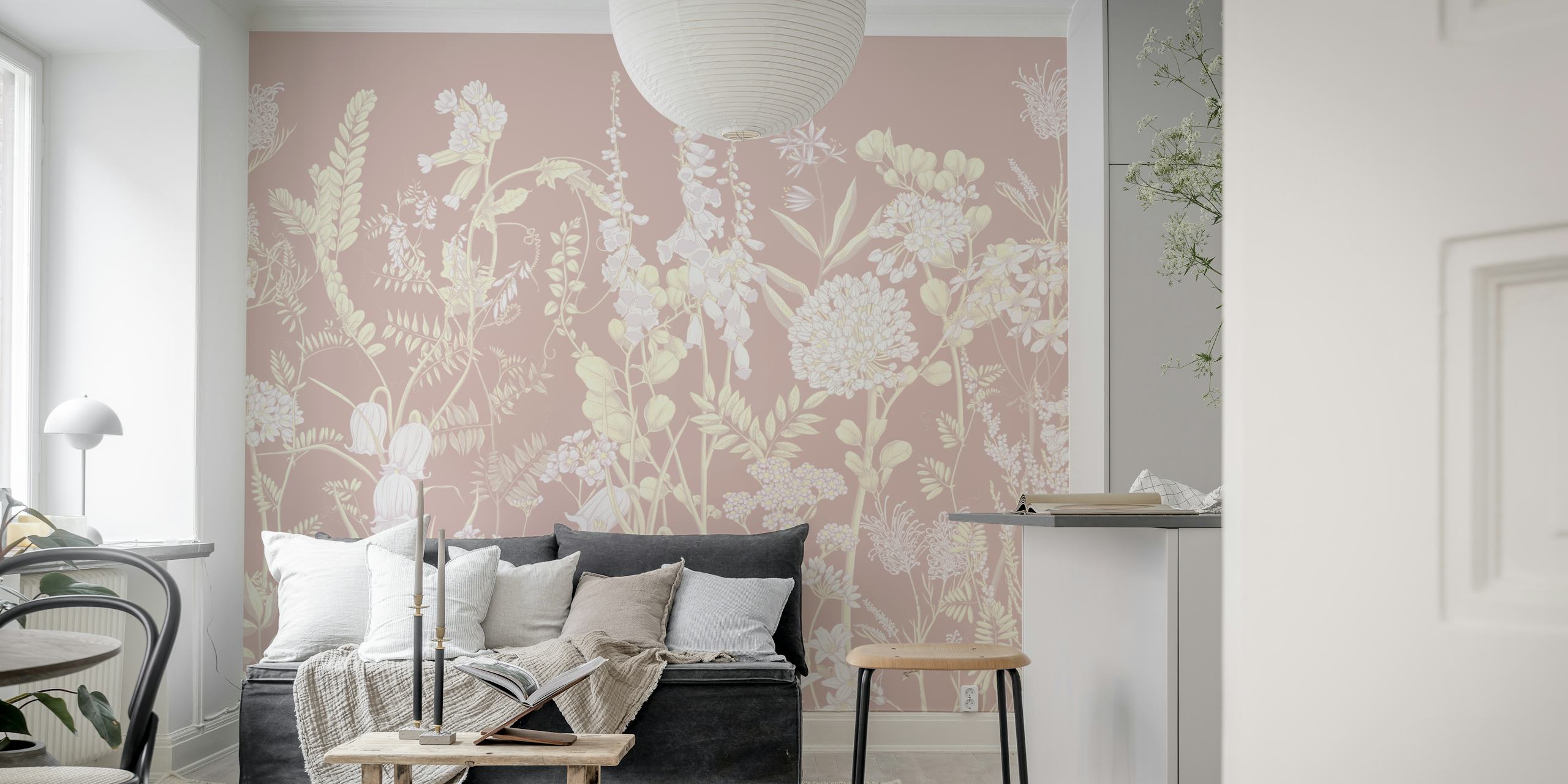 Papel de parede floral Botany16 em um quarto