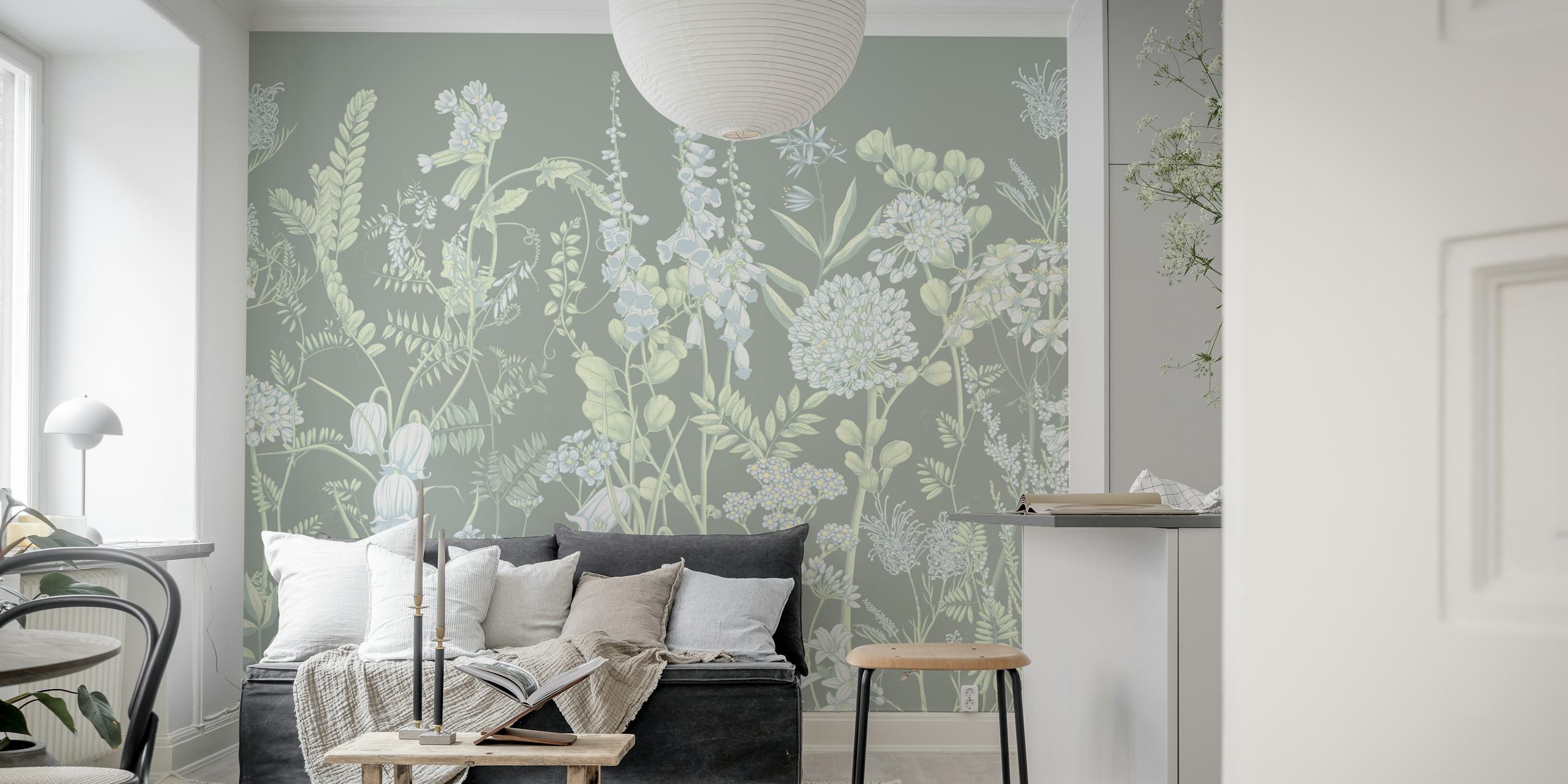 Botany 15 bloemenbehang in een kamersetting