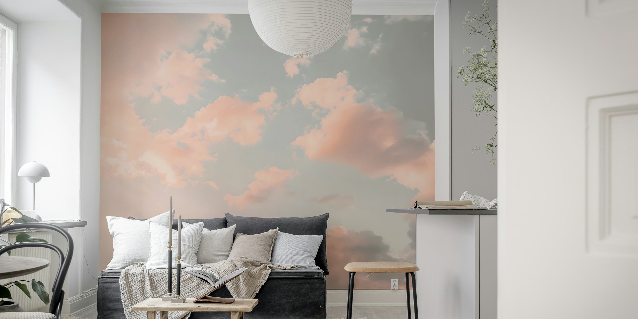 Peach pastel sky wallpaper in a room