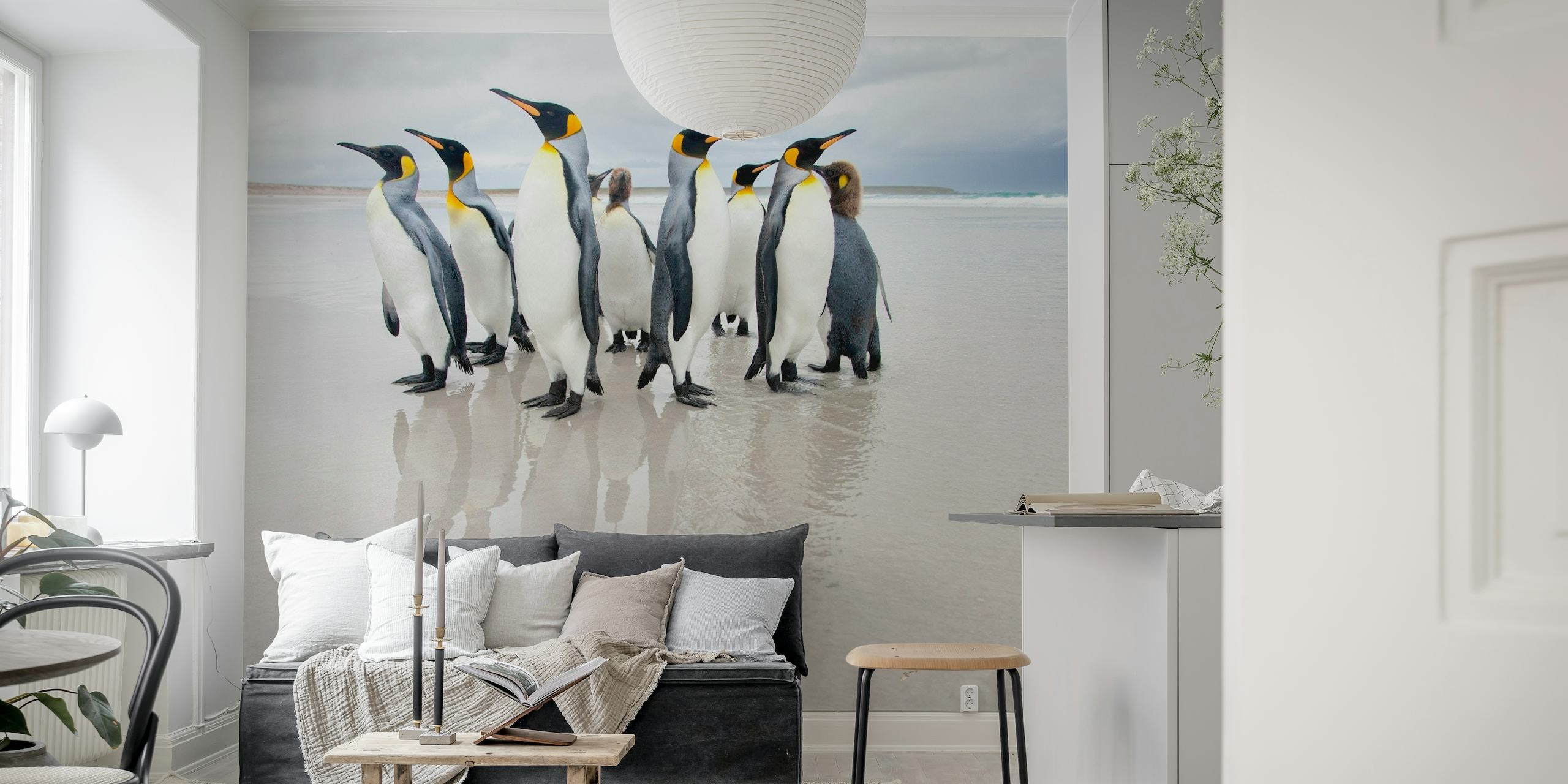 Keisaripingviinit jäällä seinämaalaus
