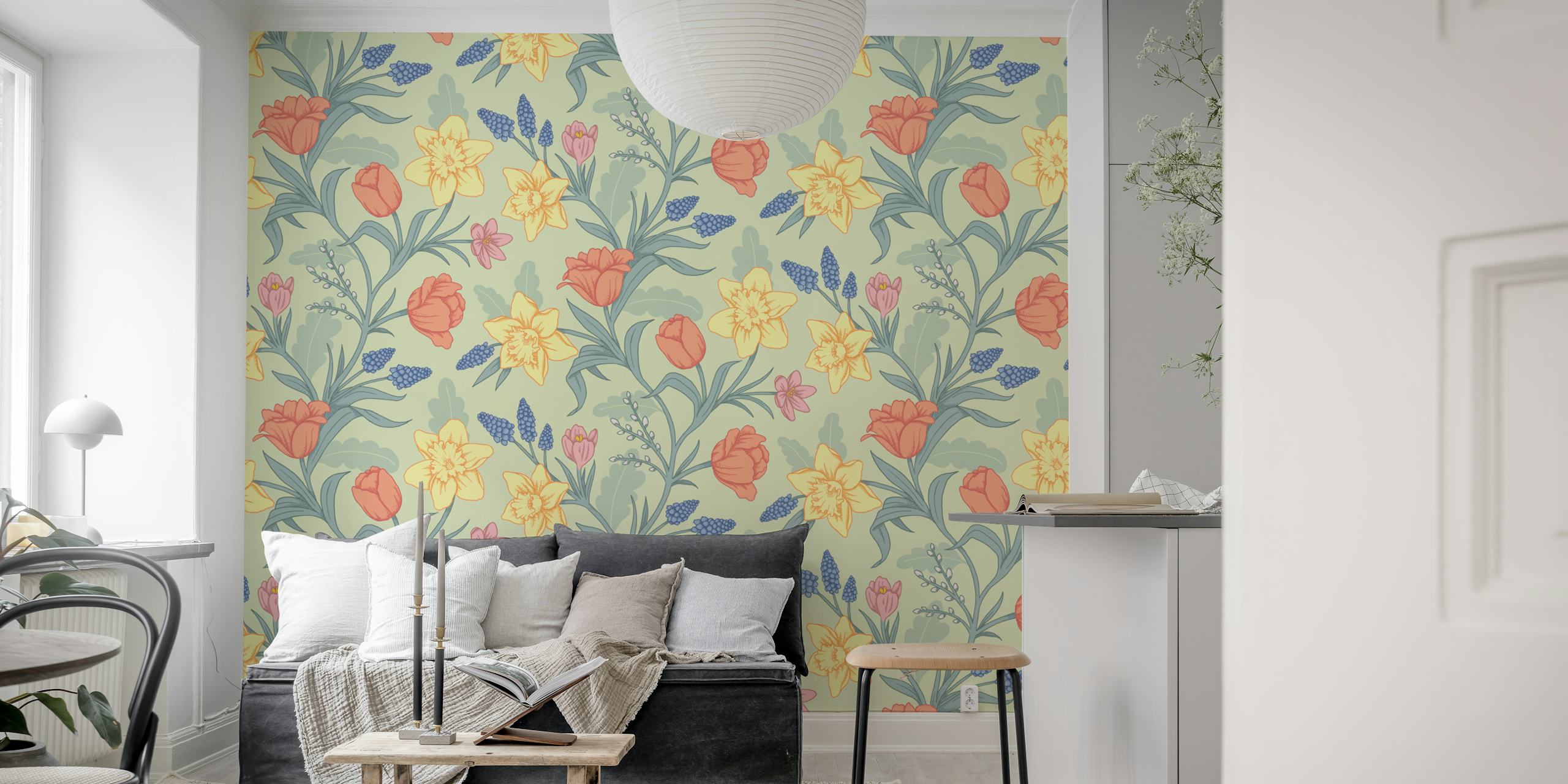 Spring Flower Fantasy behang in een kamer