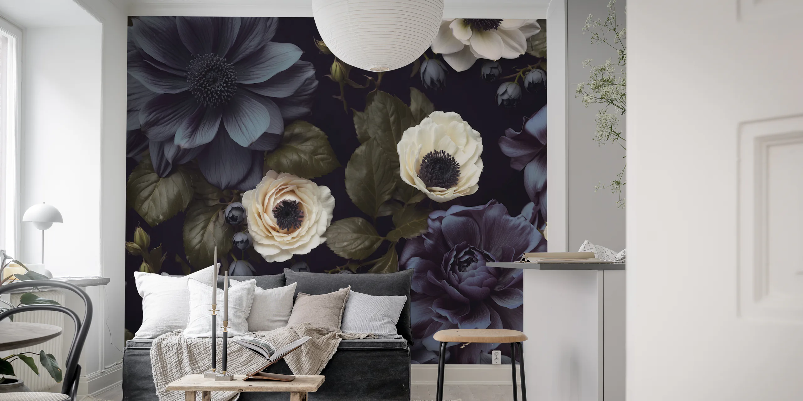 Dark Floral Elegance Wallpaper | happywall.com