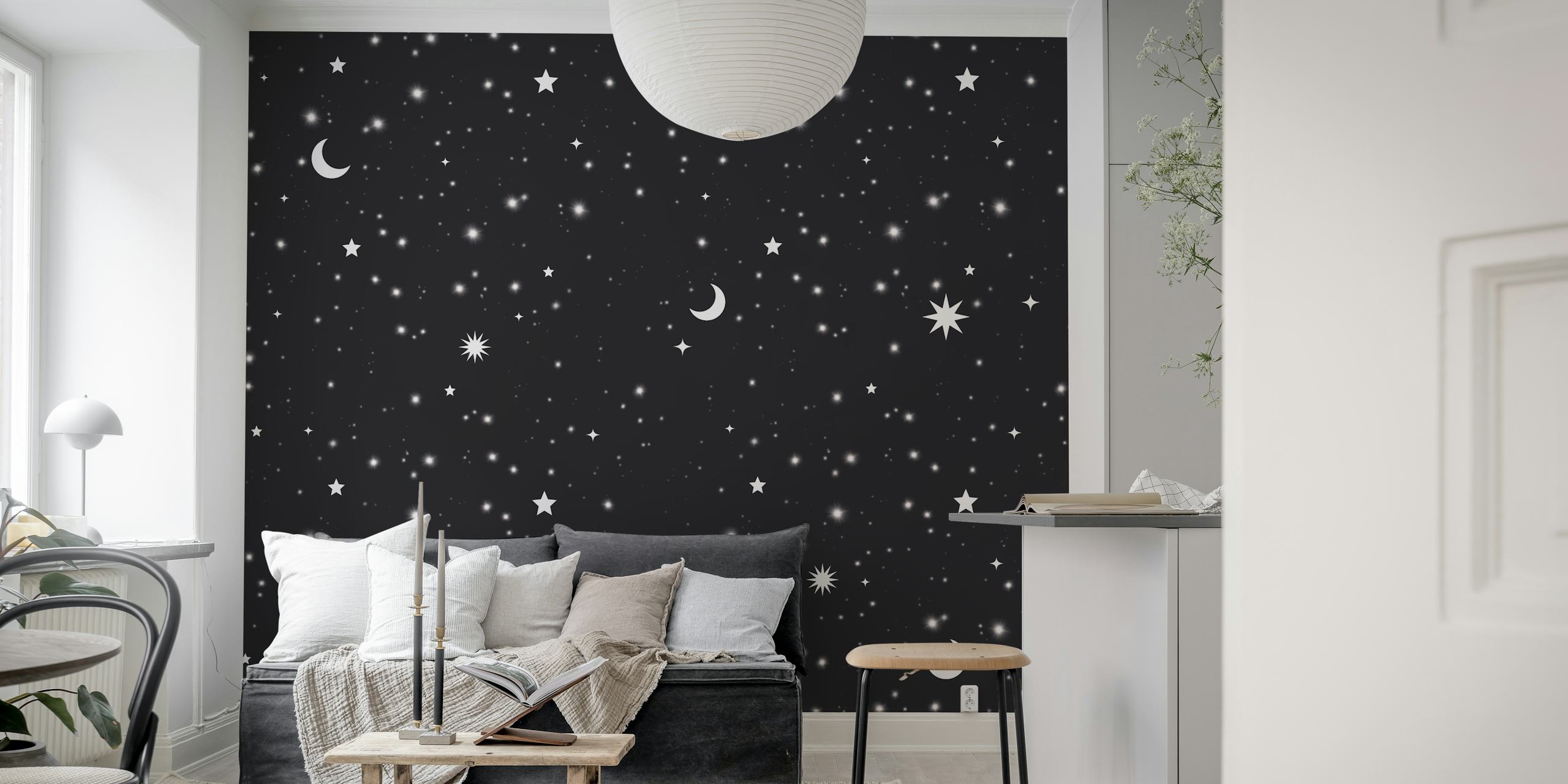 Starry Night in Black design de papel de parede