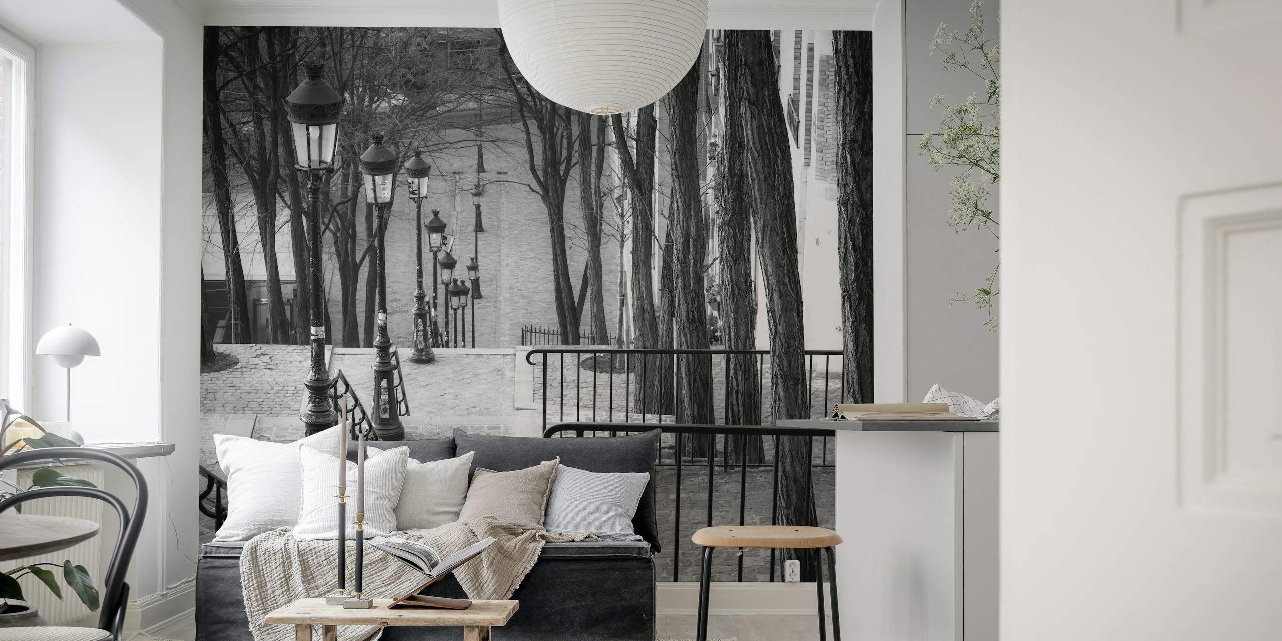 Staircase in Montmartre wallpaper design