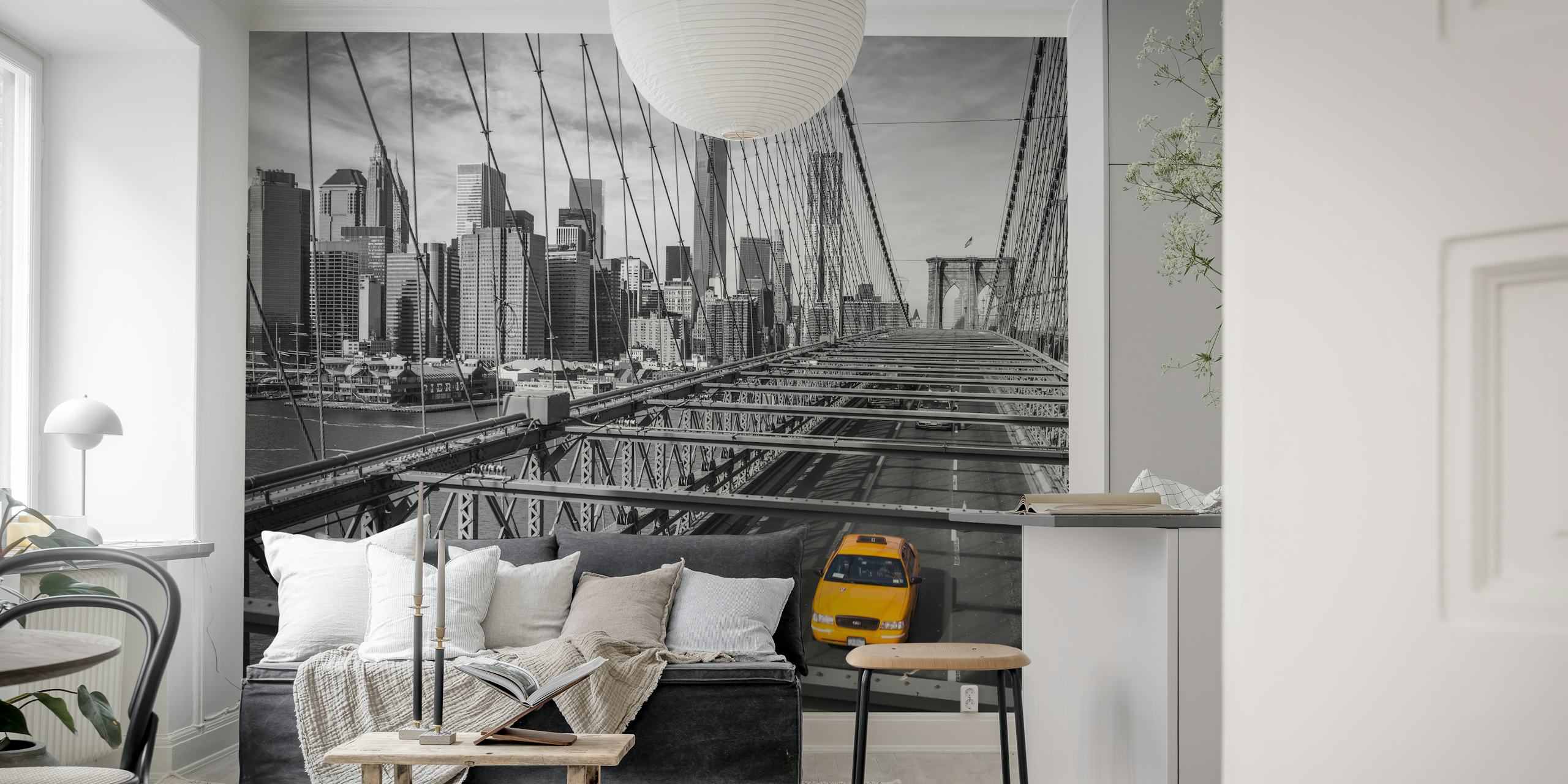 Taxi giallo su Cab on Brooklyn Bridge