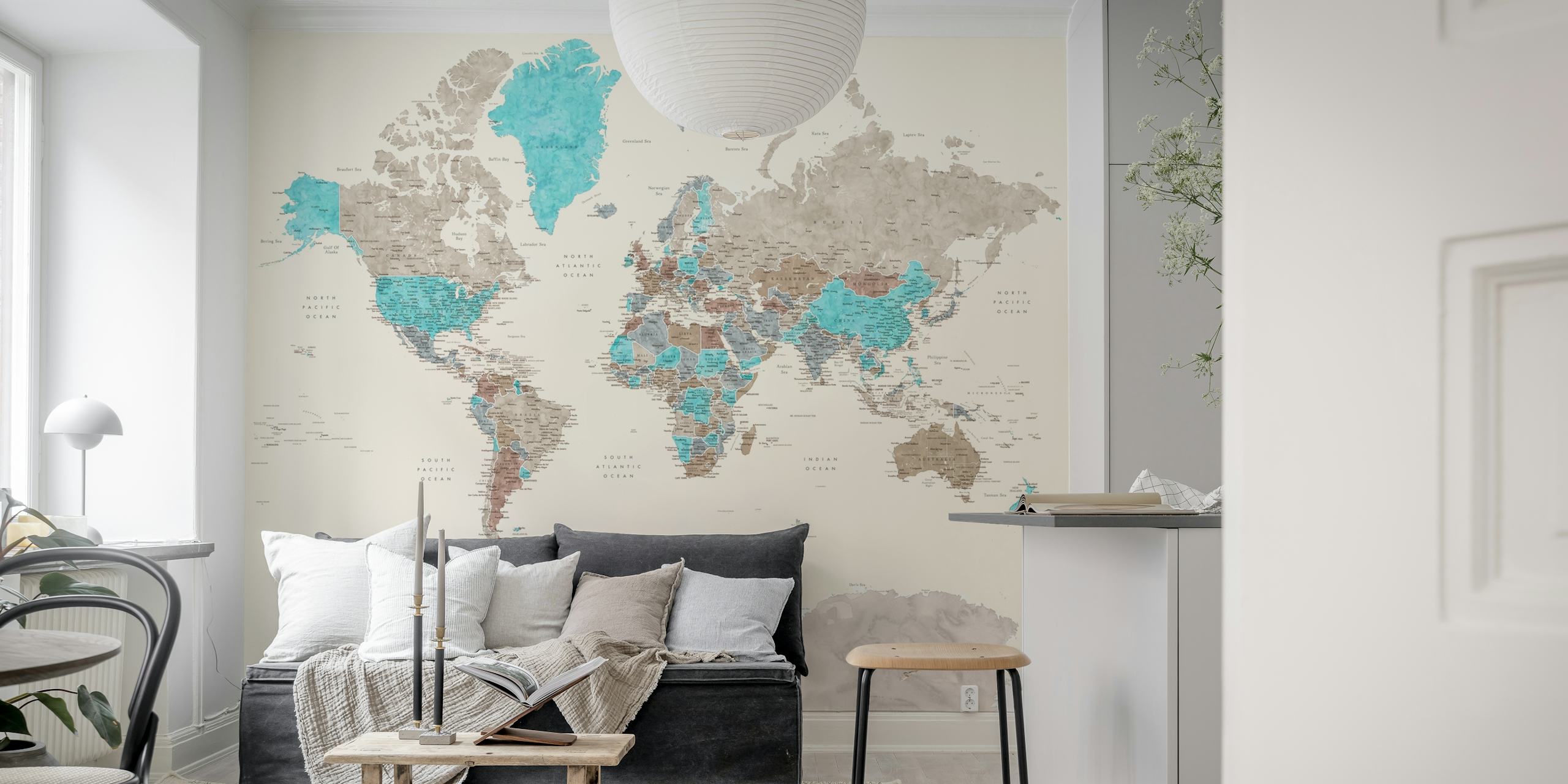 World map Romy Antarctica pozadina u sobi