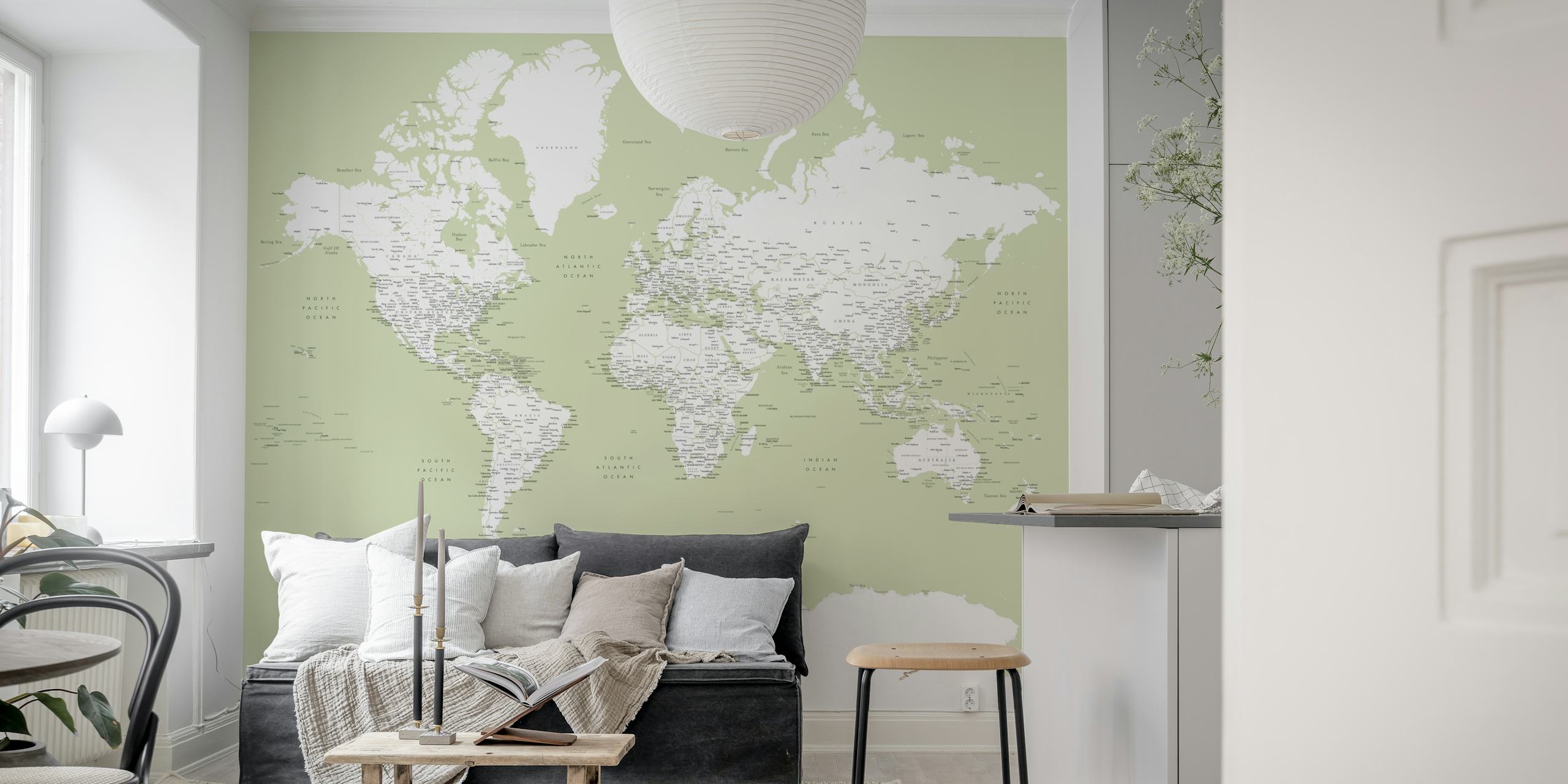 Ταπετσαρία World Map Xolani Antarctica σε ένα δωμάτιο