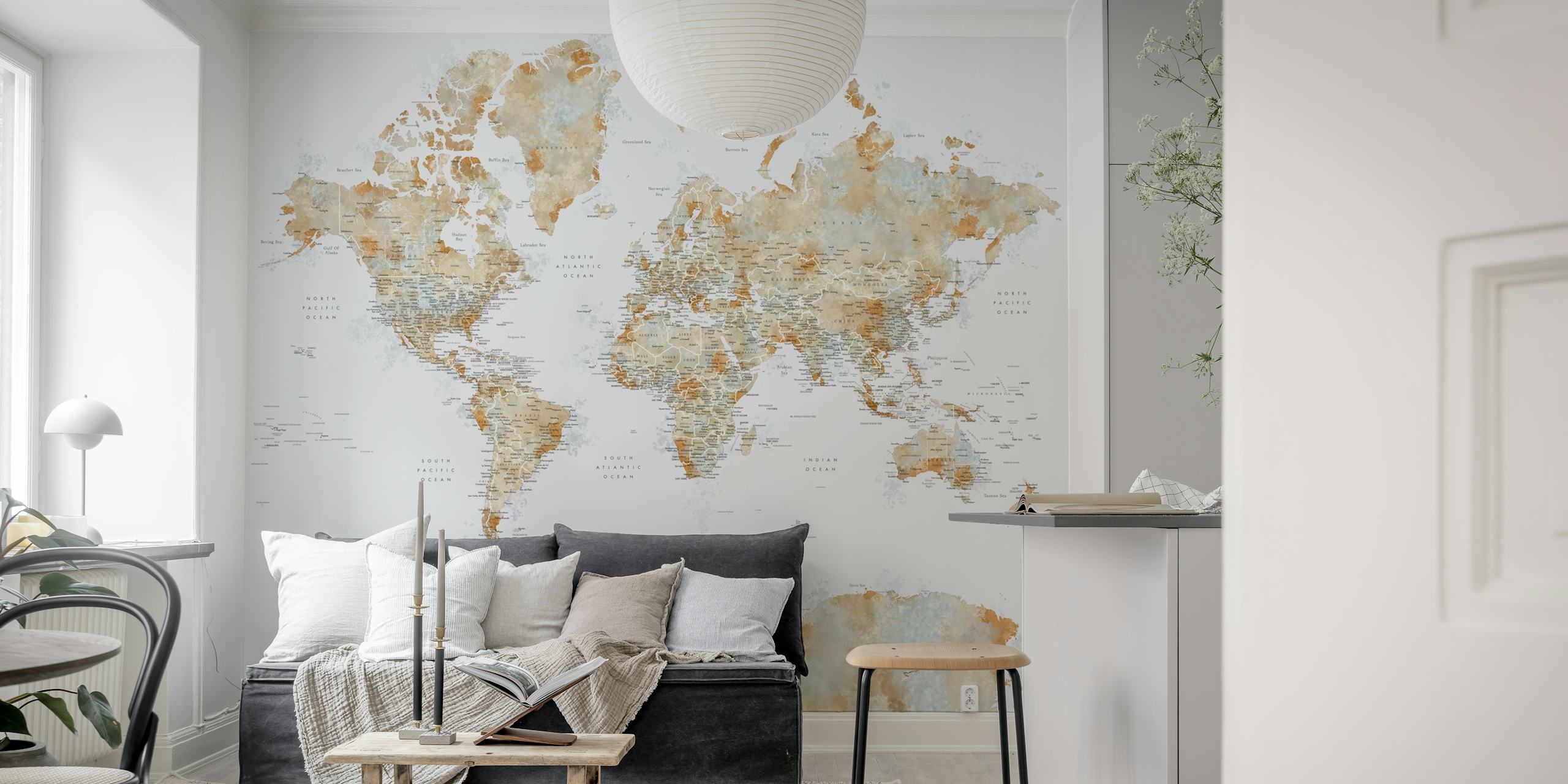 World Map Barossa Antarctica tapet i et rum