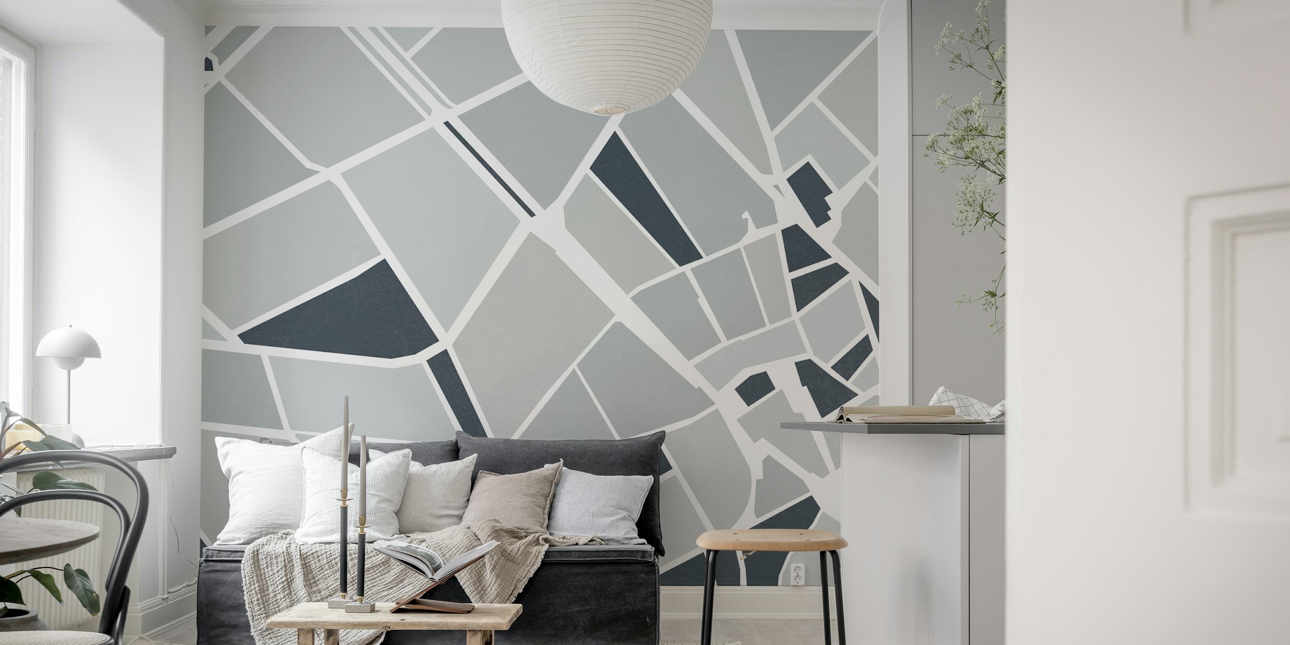Barcelona City Center Map wallpaper in a room