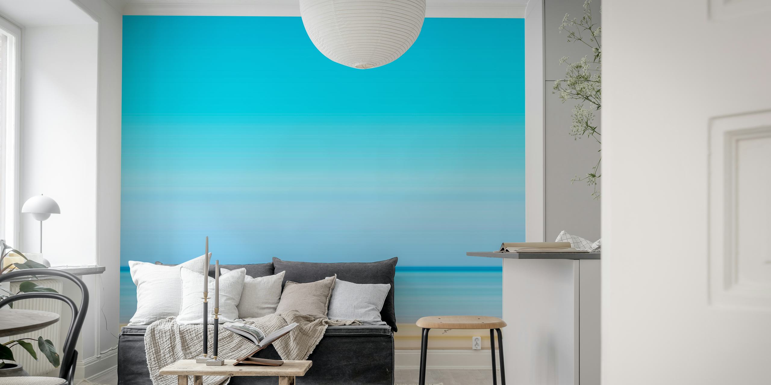Blue gradient ocean and sky wallpaper