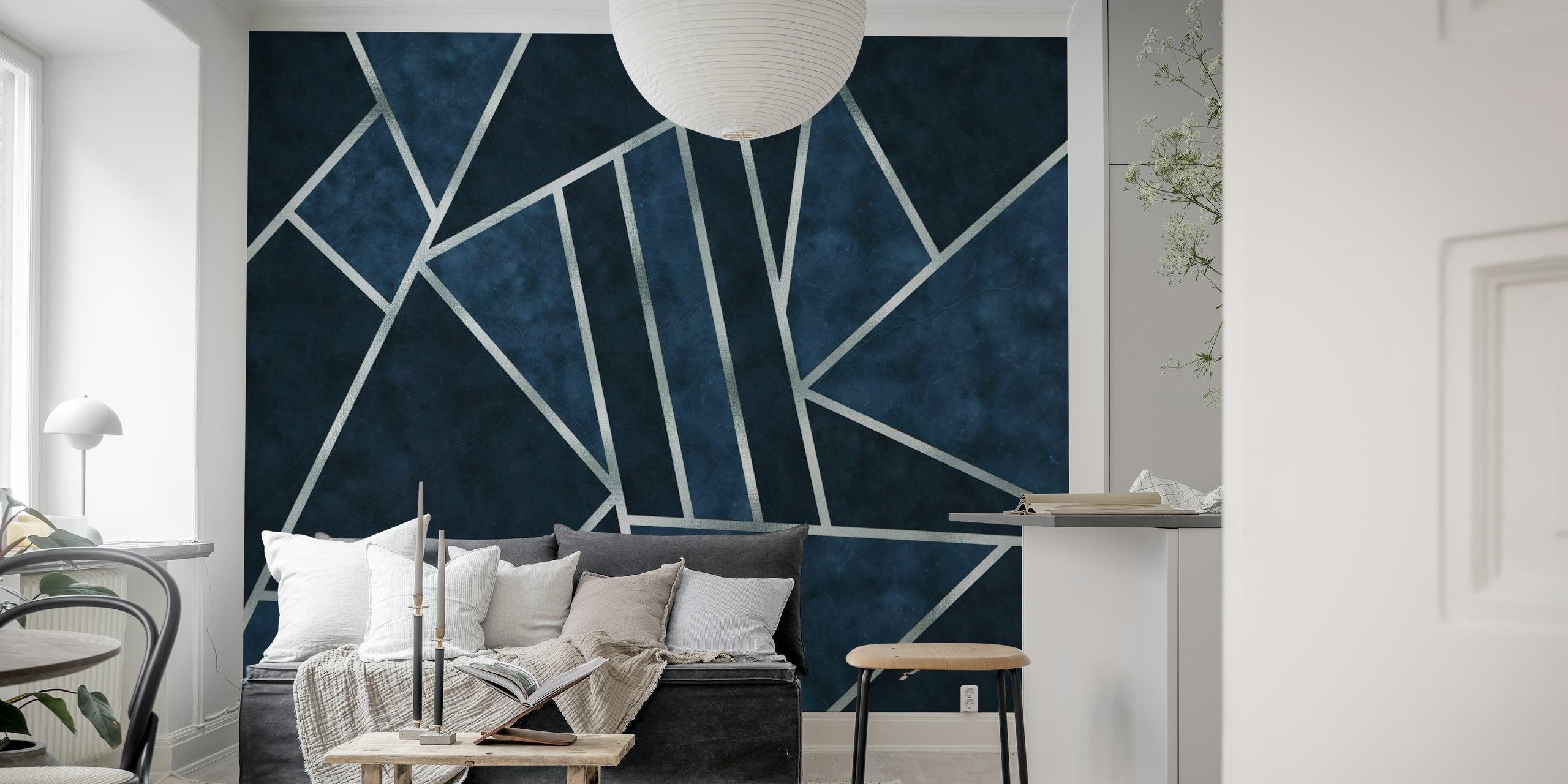 Nordic Ice and Silver Geometric Wall Mural