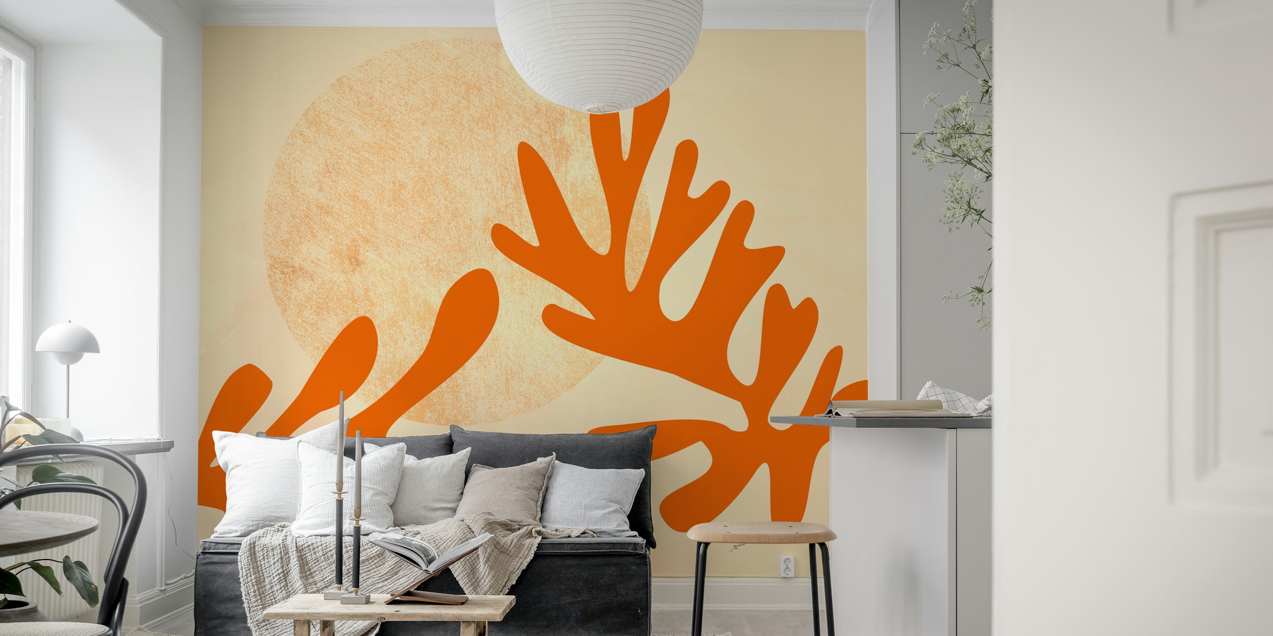 Midcentury Floral wallpaper displayed in a room