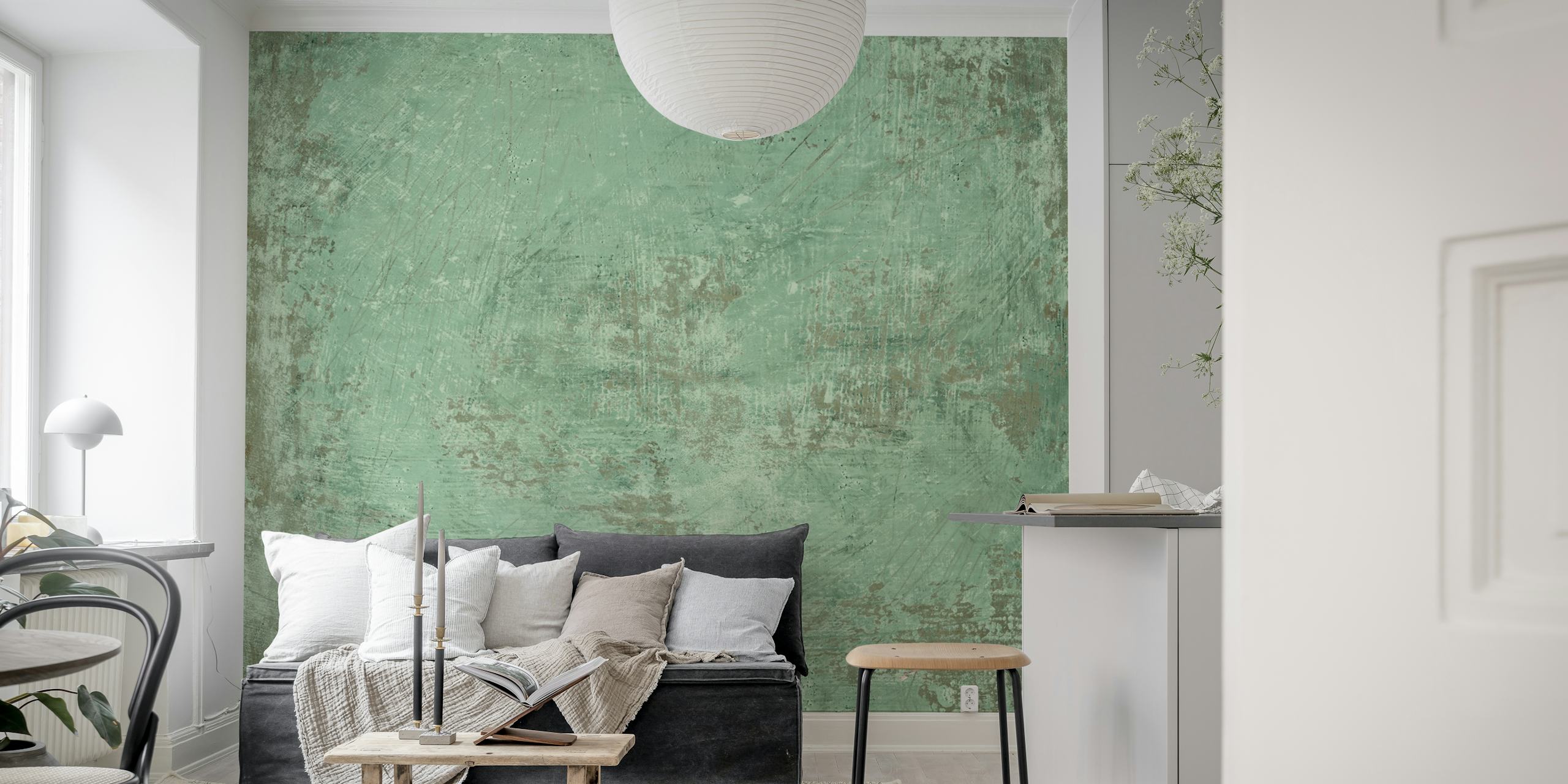 Textured pistachio green wallpaper with abstract design