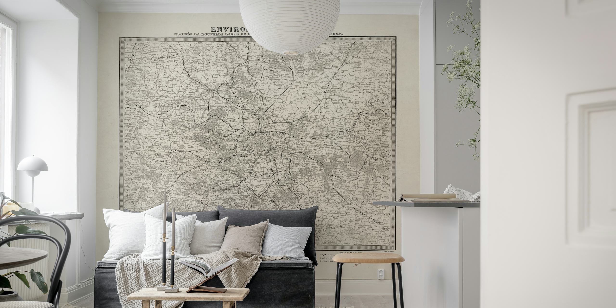 Vintage Paris street map wallpaper design