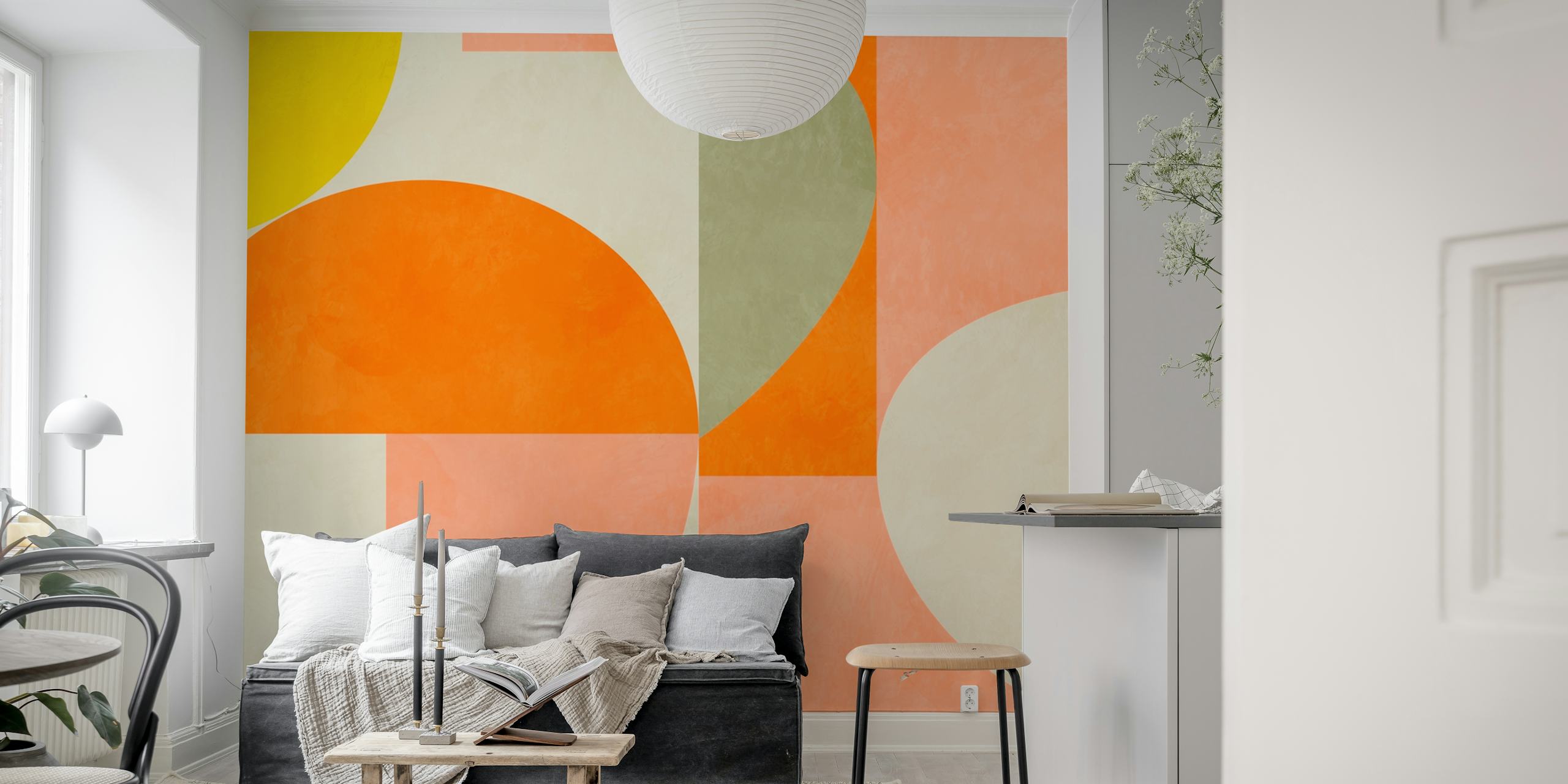 Mid century summer wallpaper in a room