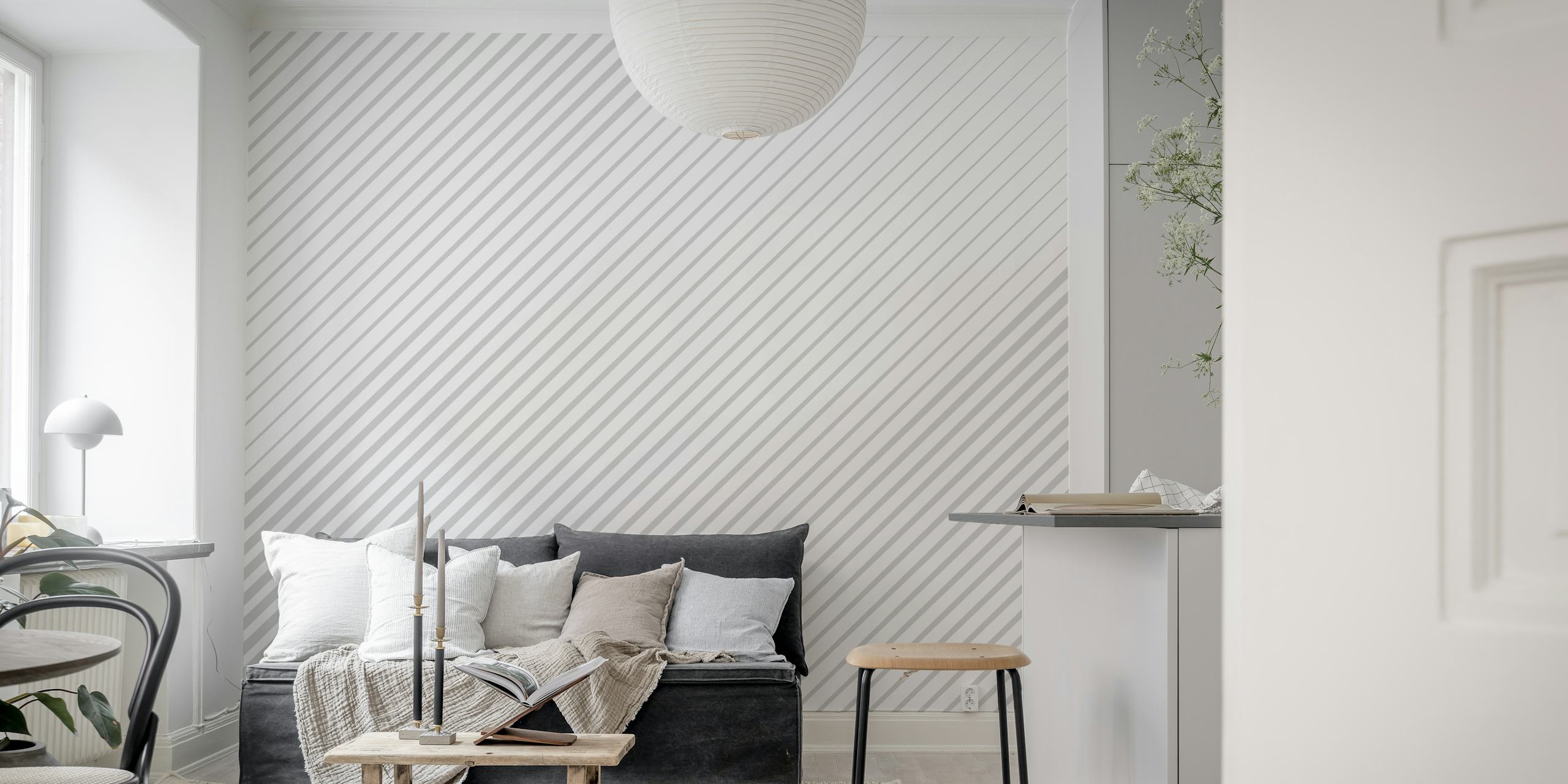 Opart striped tapet i et stilfuldt rum