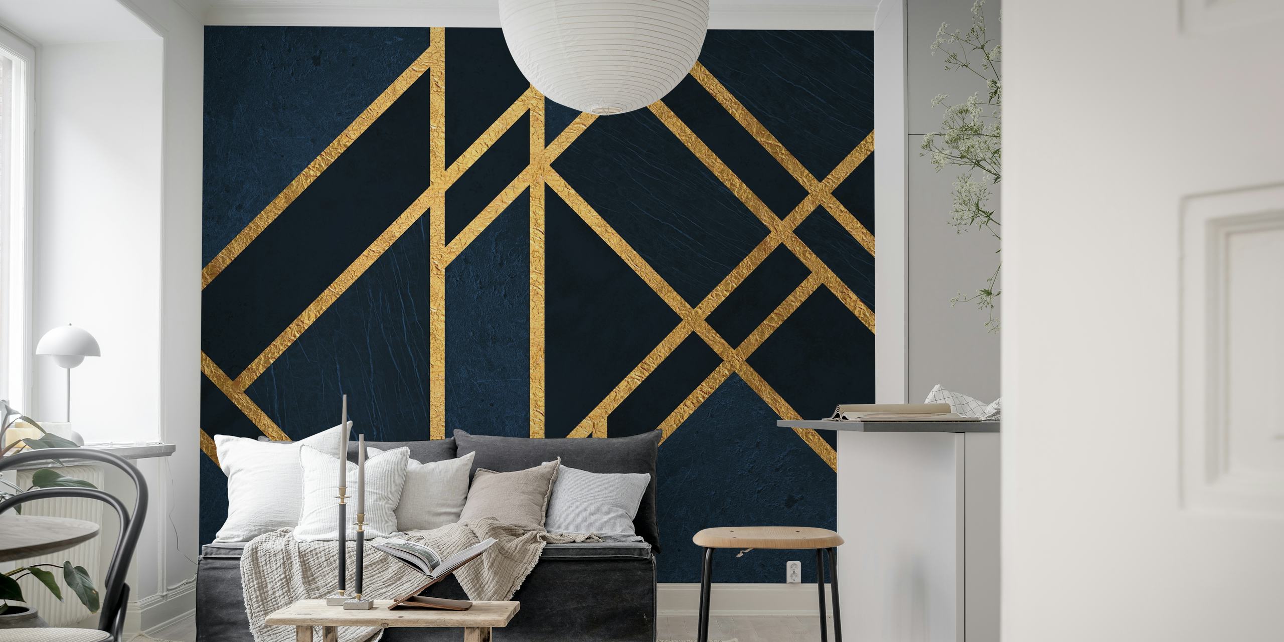 Art Deco Midnight Blue behangontwerp