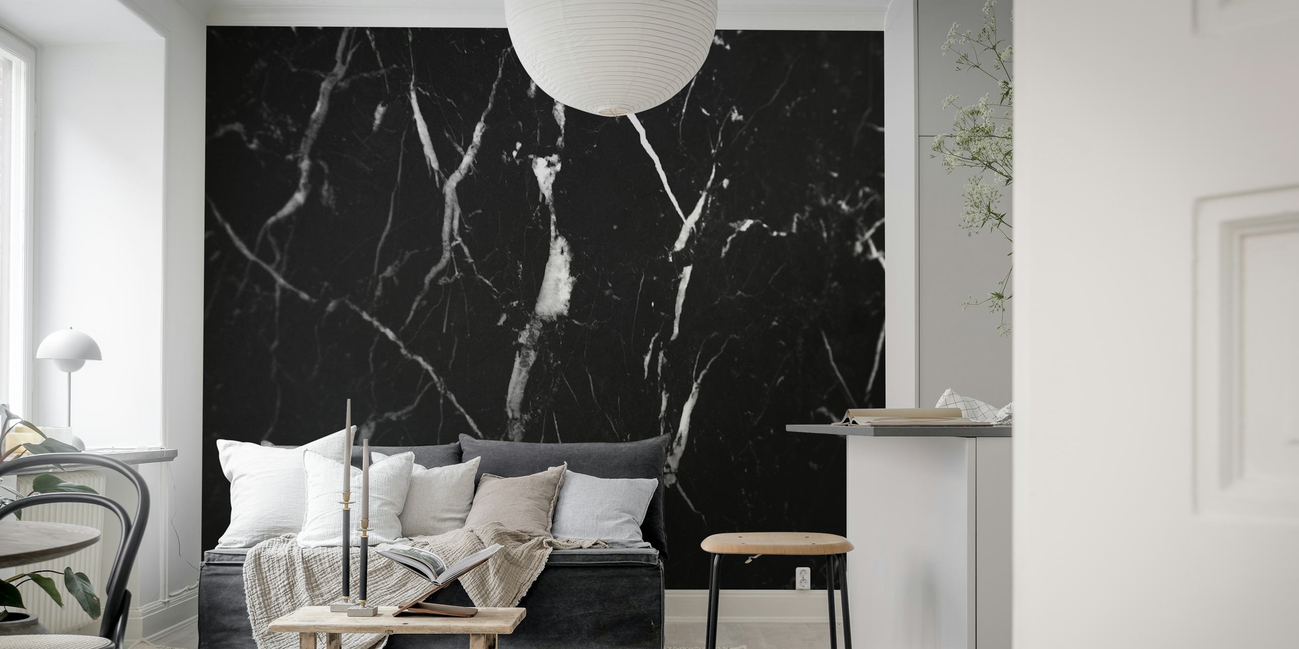 Zwart marmer met witte aders wandbehang