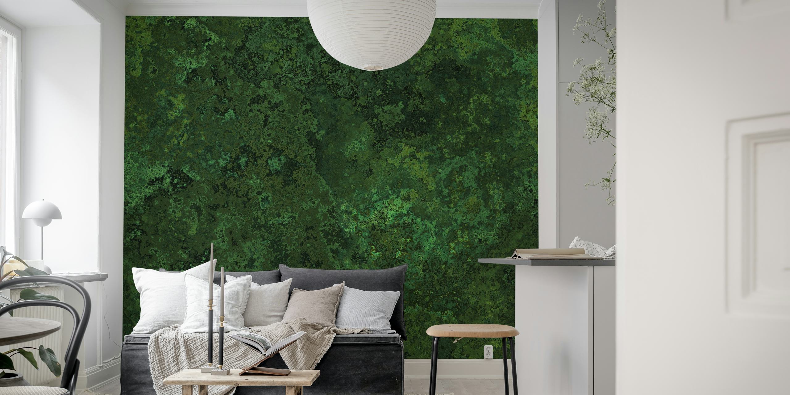 Subtle Moss Texture Green tapet i ett rum