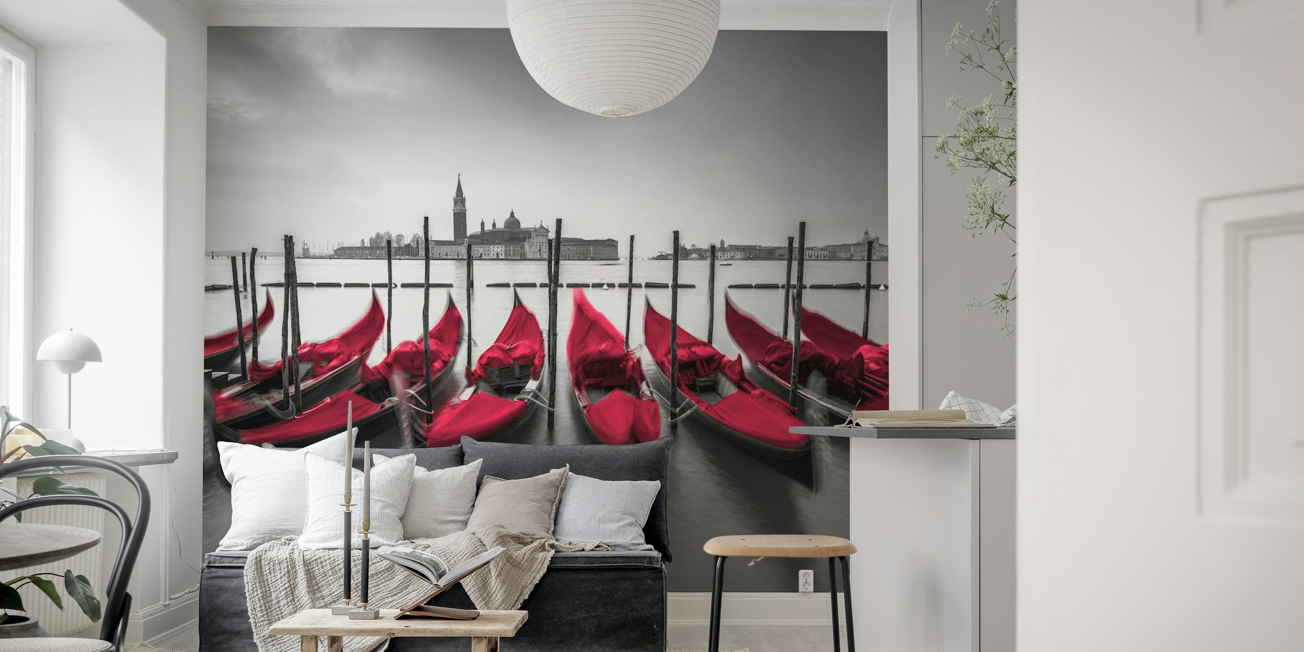 Gondolas of Venice tapet i et livlig rom
