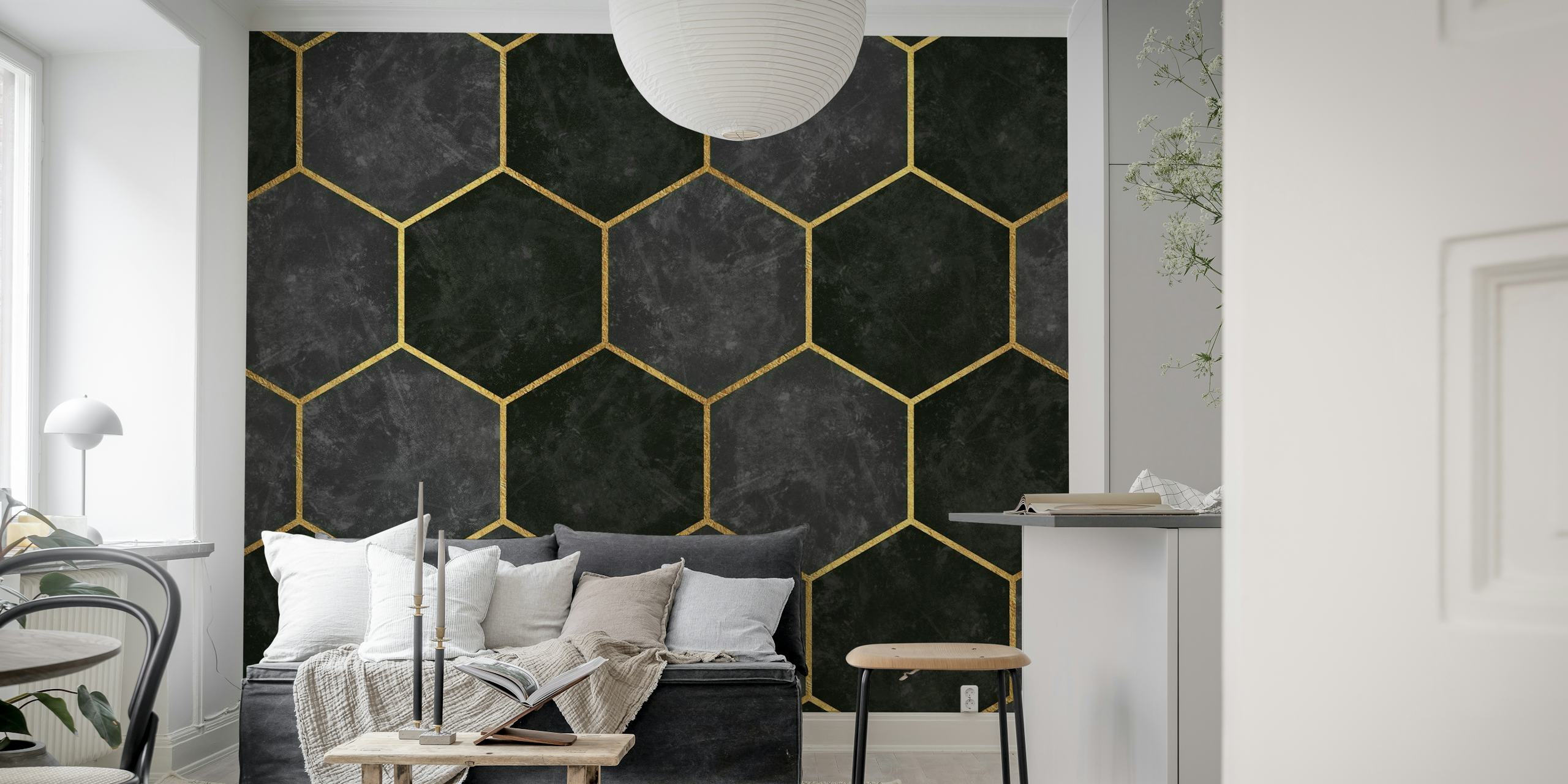 Urban Charcoal Hexagon Pattern Wallpaper - Buy Online | Happywall