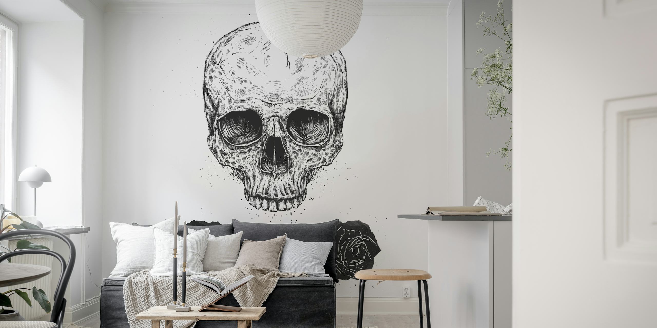 Skull n Roses Tapete in einem Zimmer