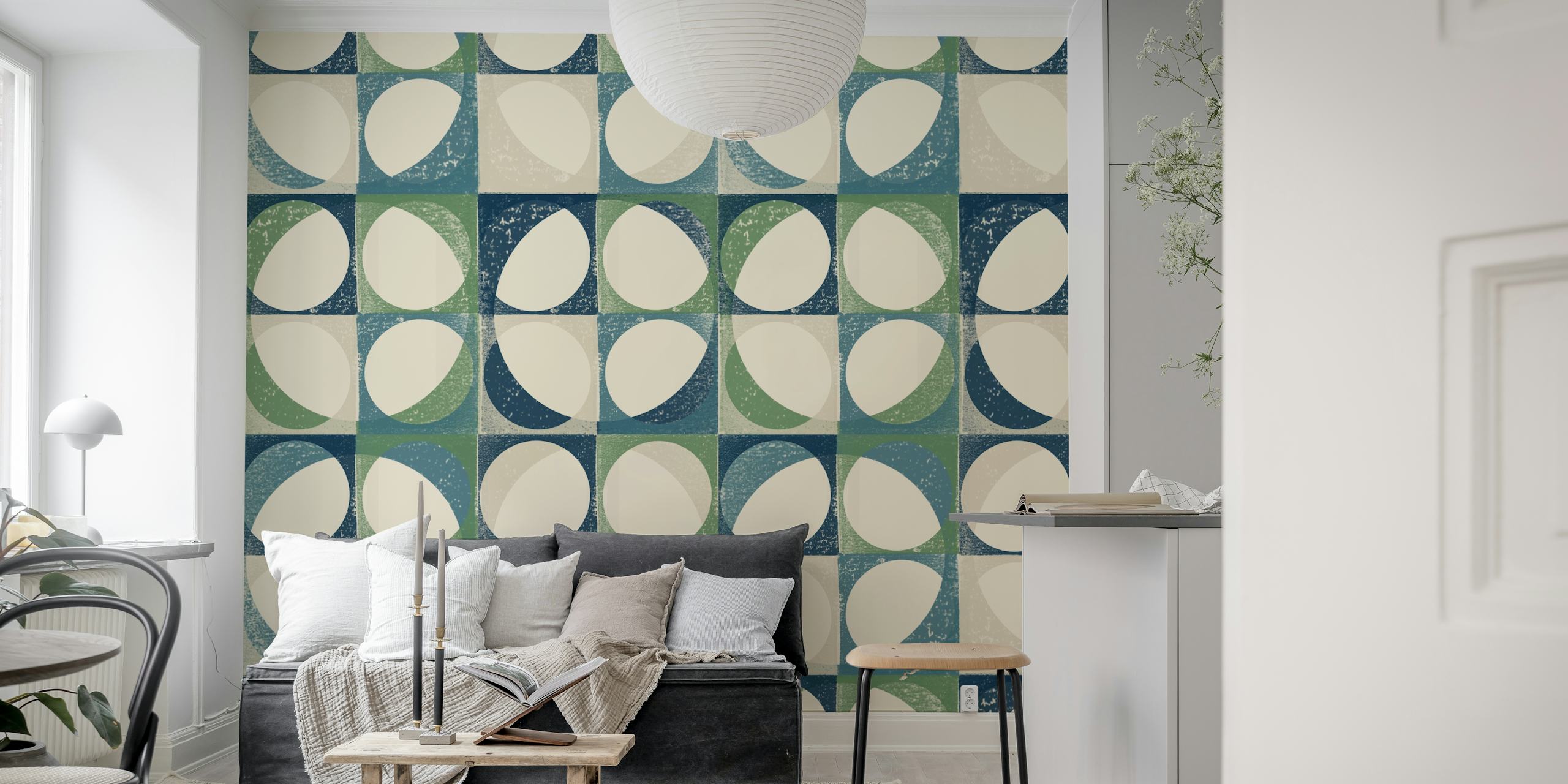 Aqua green dots pattern on a modern wallpaper