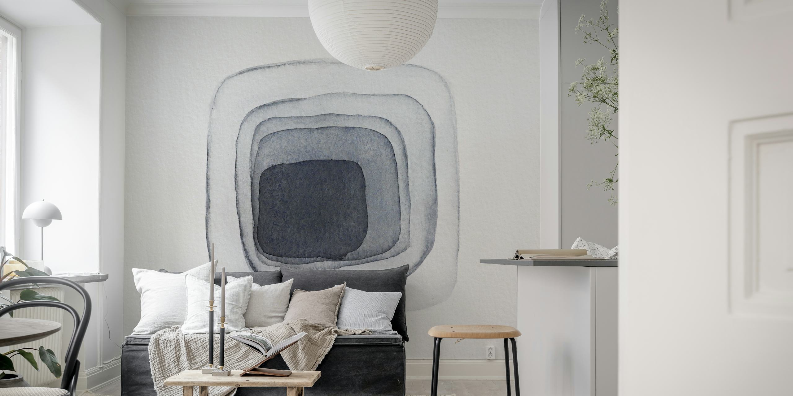 Shades of blue squares wallpaper in a room