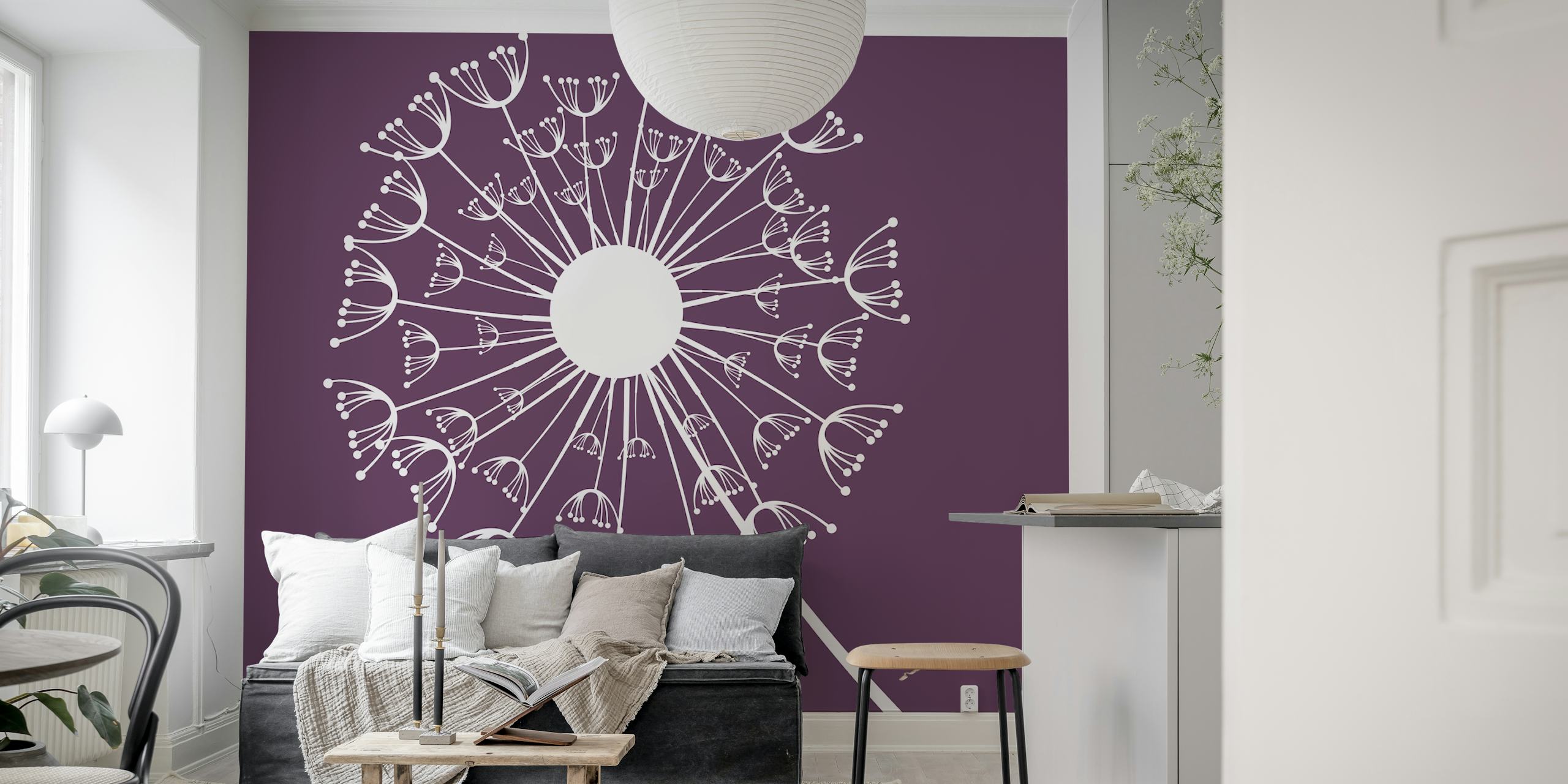 Papier peint Dark Purple Dandelion Flower dans une pièce