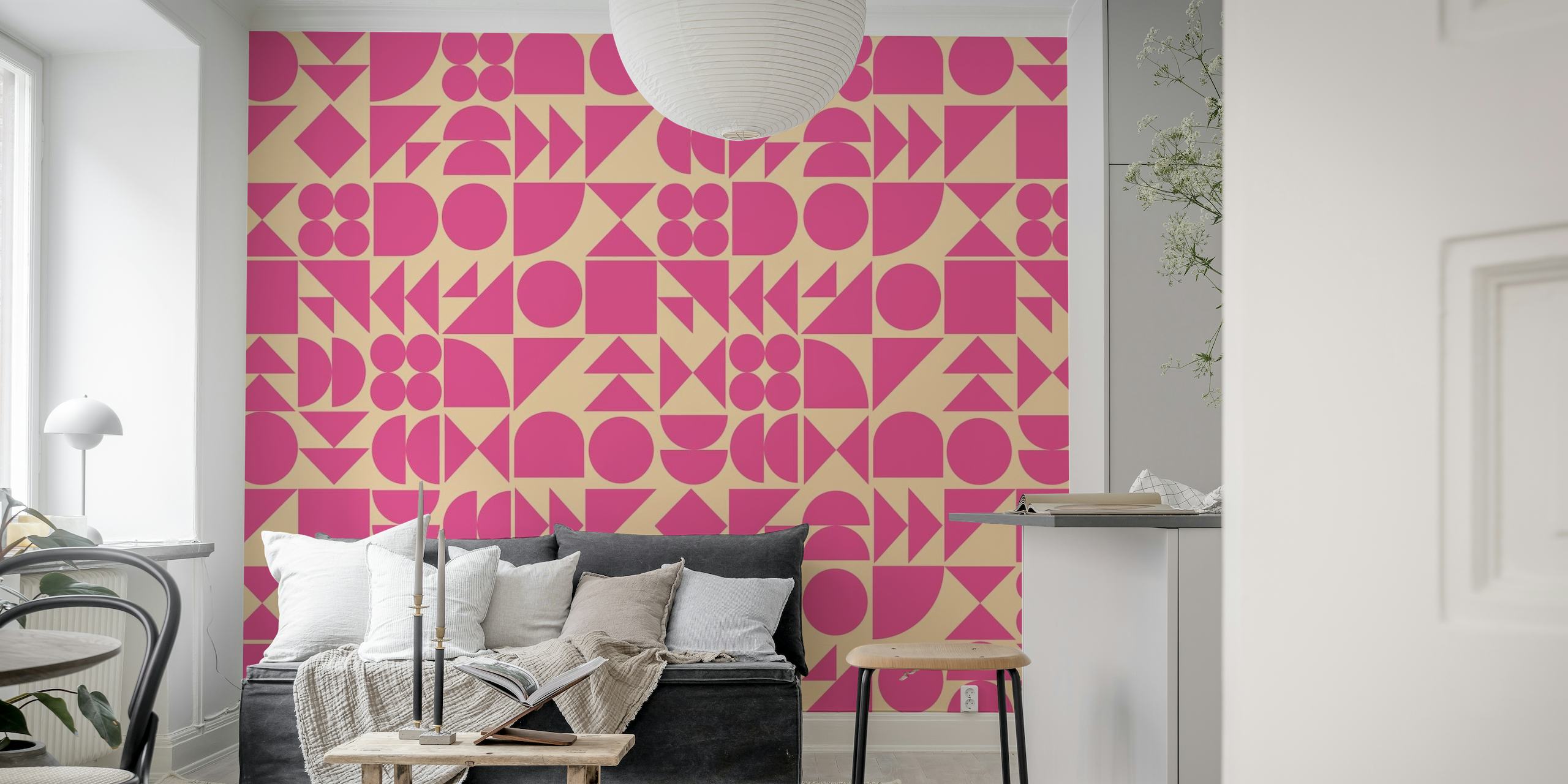Shapes in Hot Pink wallpaper