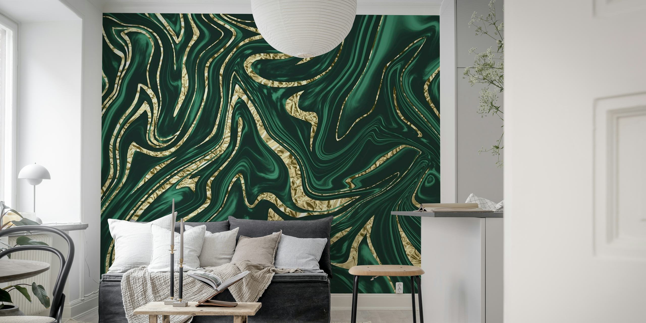 Emerald Green Gold Marble 2 wallpaper
