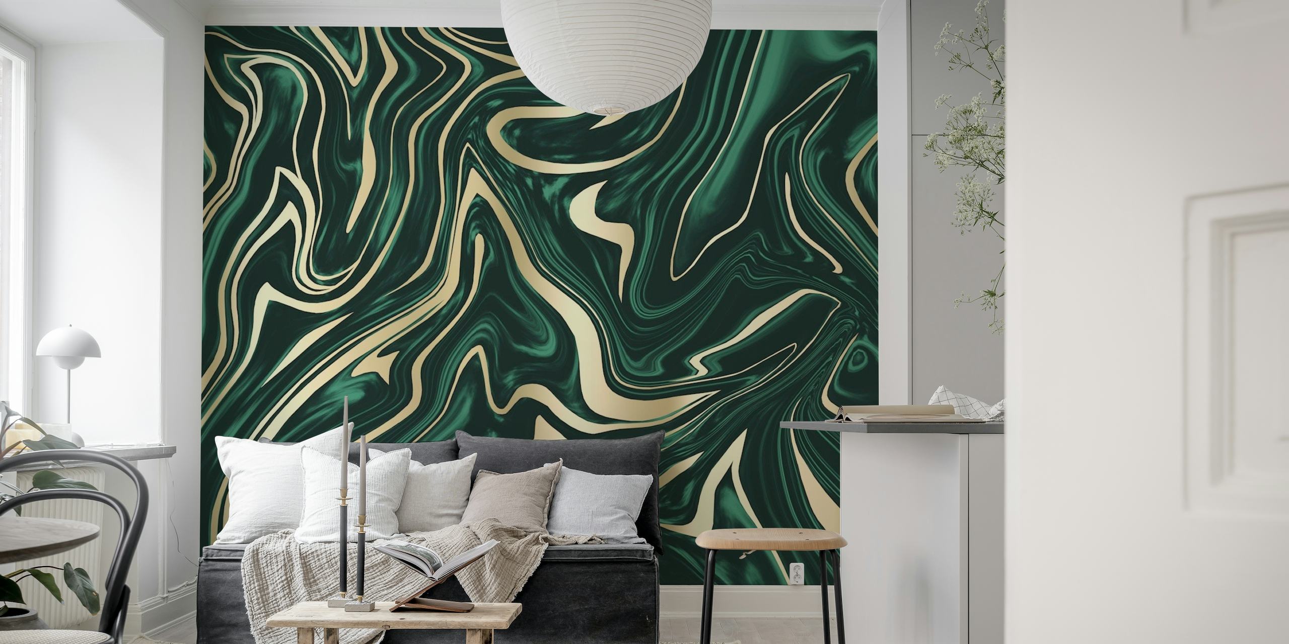Emerald Green Gold Marble 3 tapet