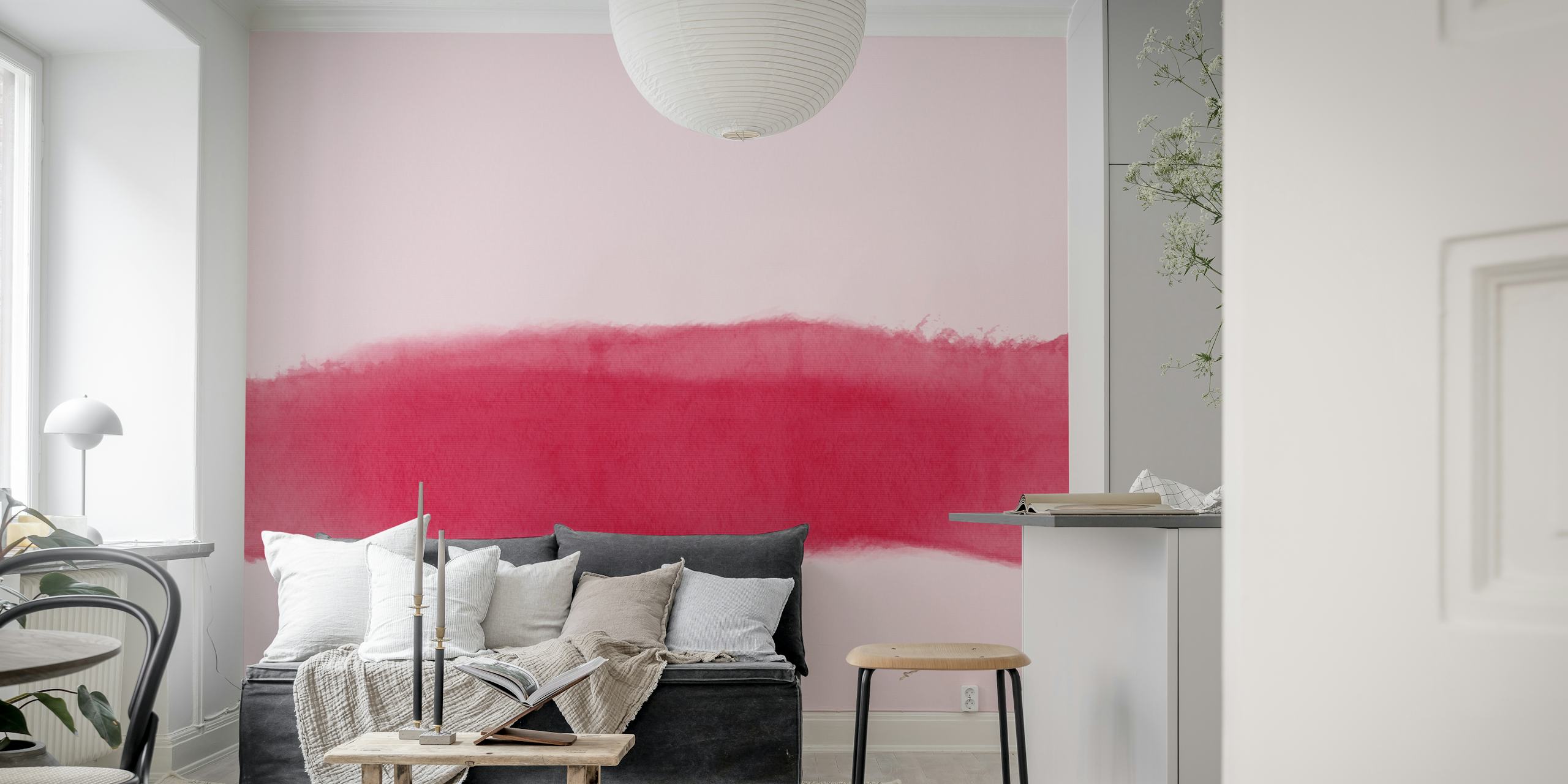 Abstract pink watercolor stripes wallpaper