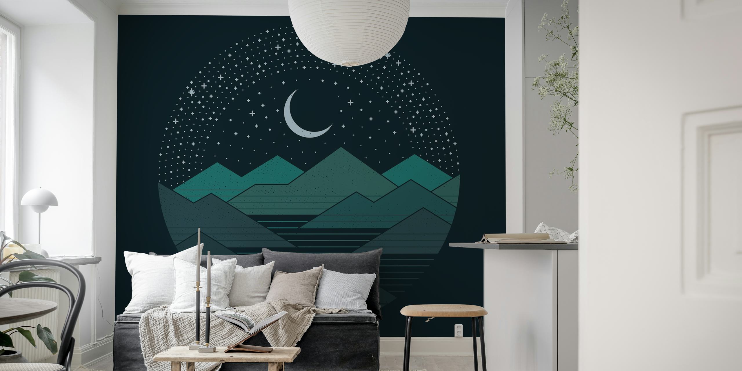 Between Mountains and Stars diseño de papel pintado en la habitación